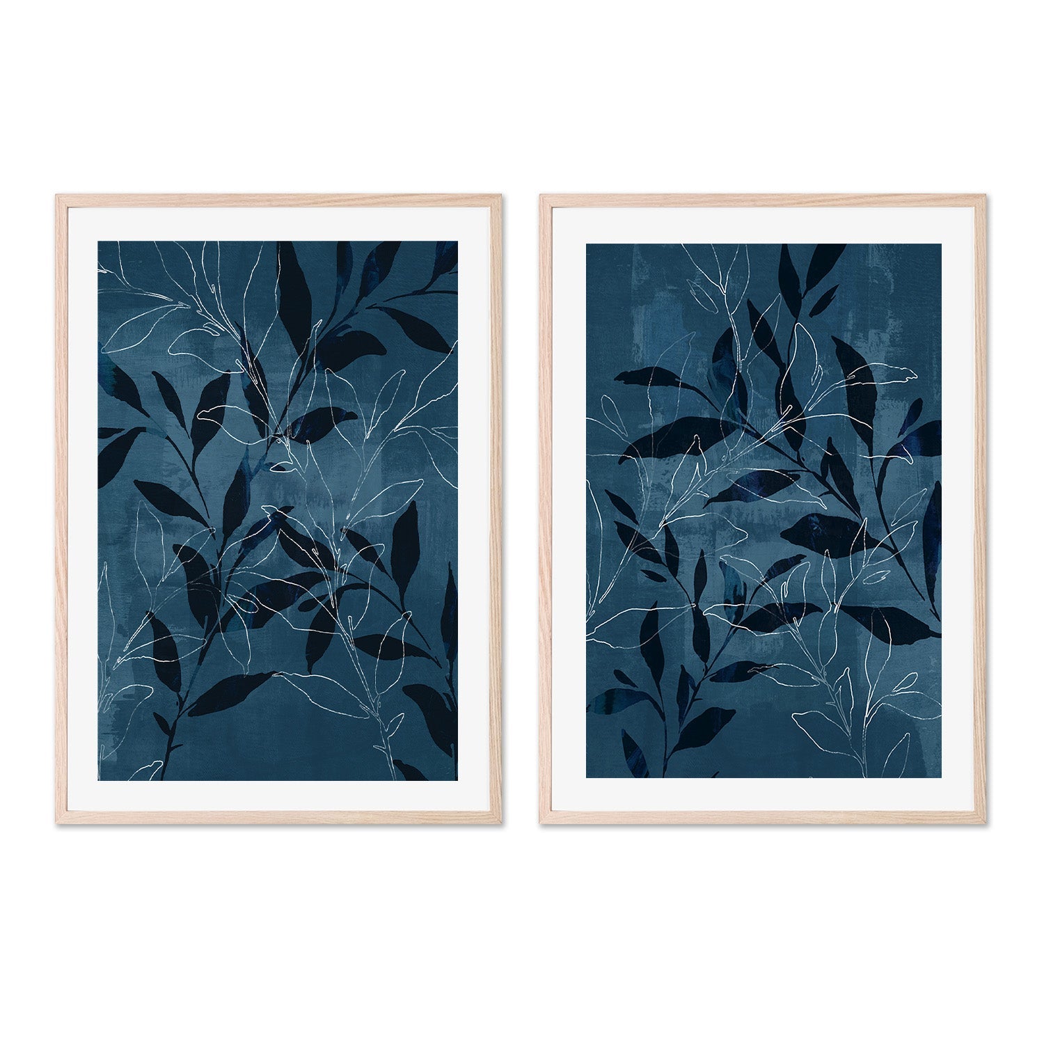 wall-art-print-canvas-poster-framed-Navy Botanical, Style A & B, Set of 2 , By Nina Blue-6