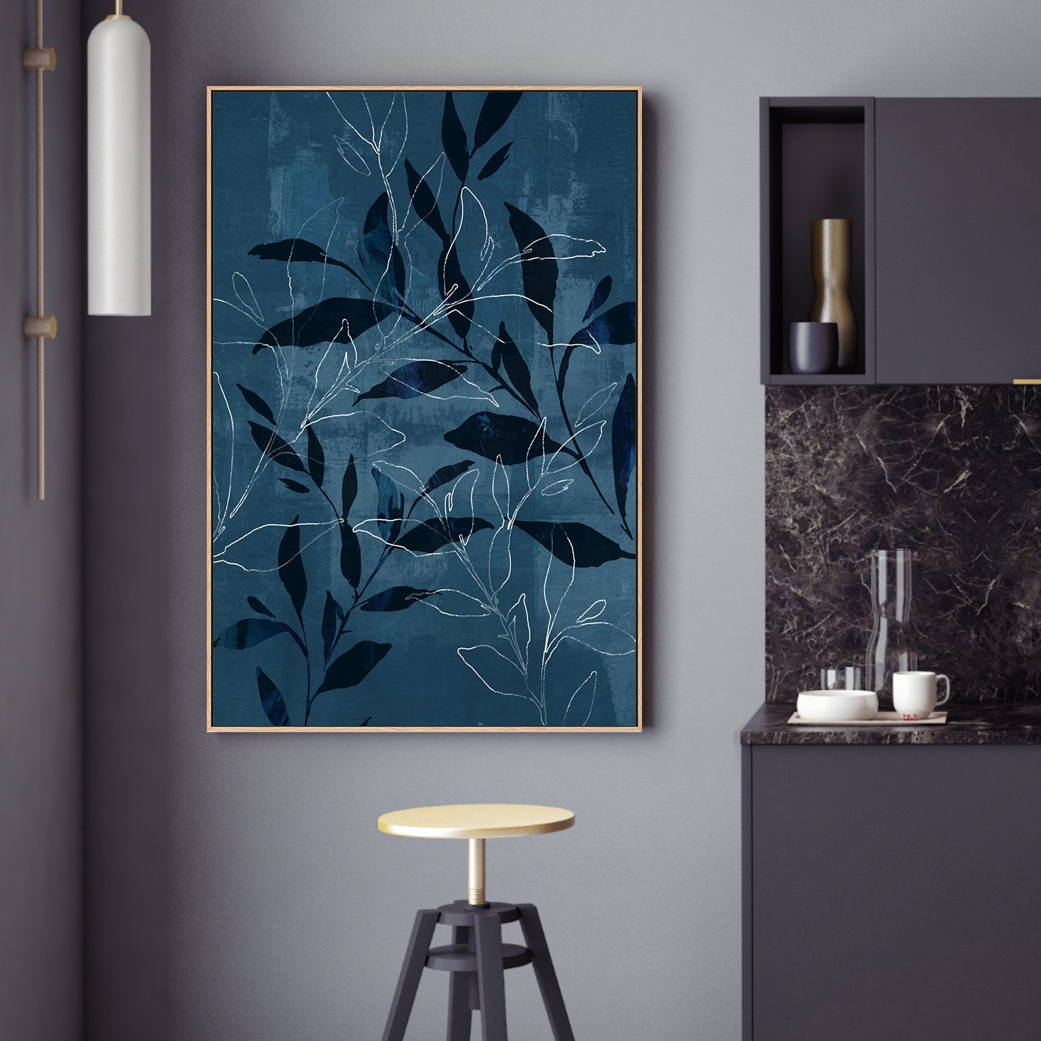 wall-art-print-canvas-poster-framed-Navy Botanical, Style B , By Nina Blue-2