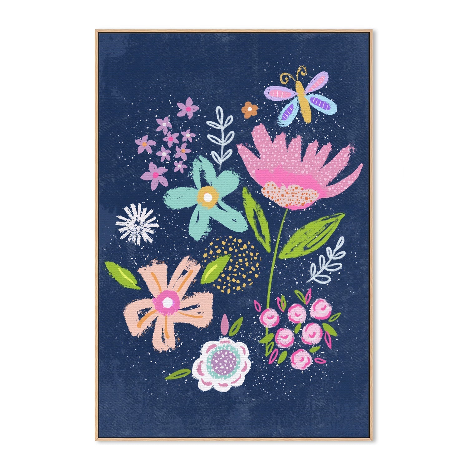 wall-art-print-canvas-poster-framed-Navy Floral , By Lisa Nohren-4