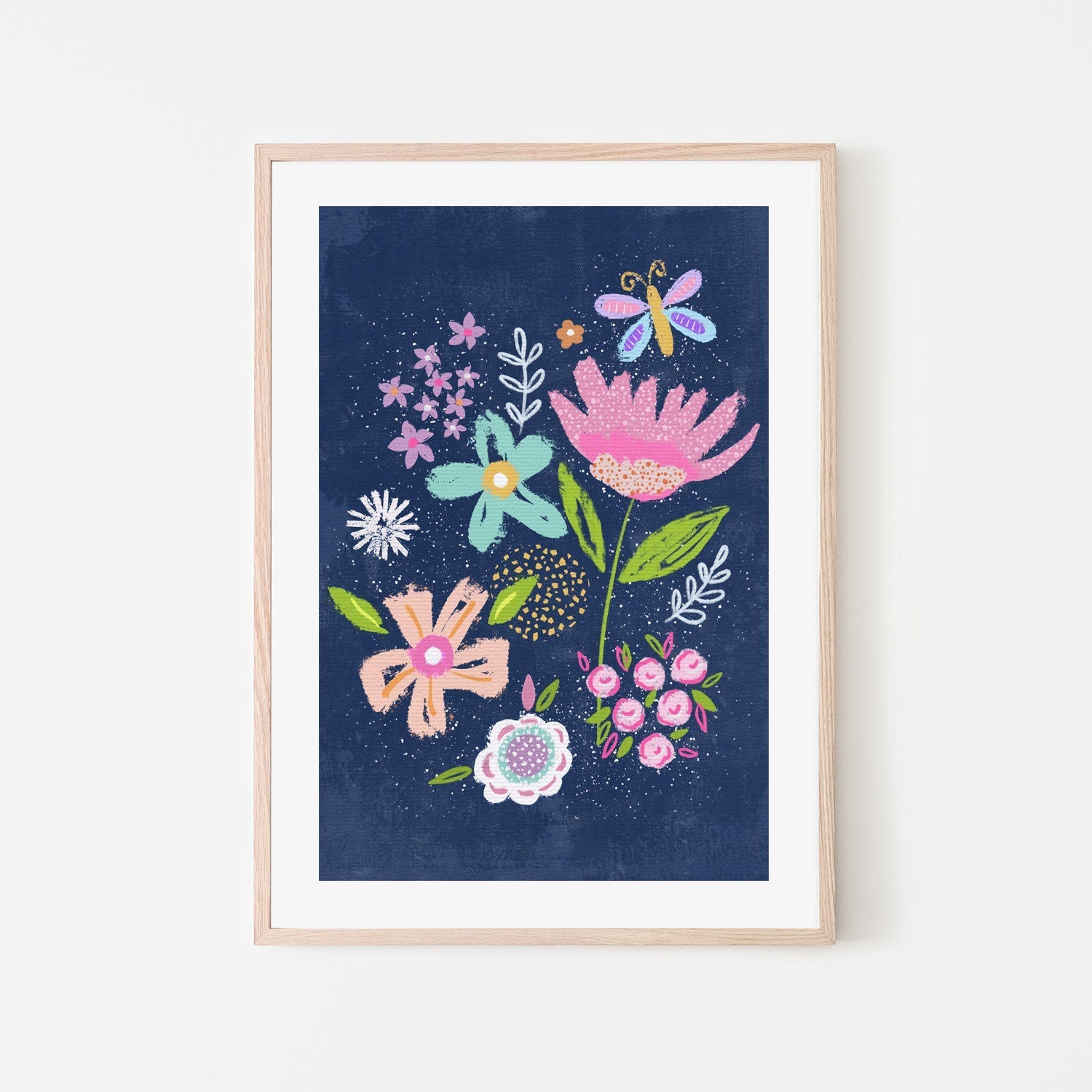 wall-art-print-canvas-poster-framed-Navy Floral , By Lisa Nohren-6