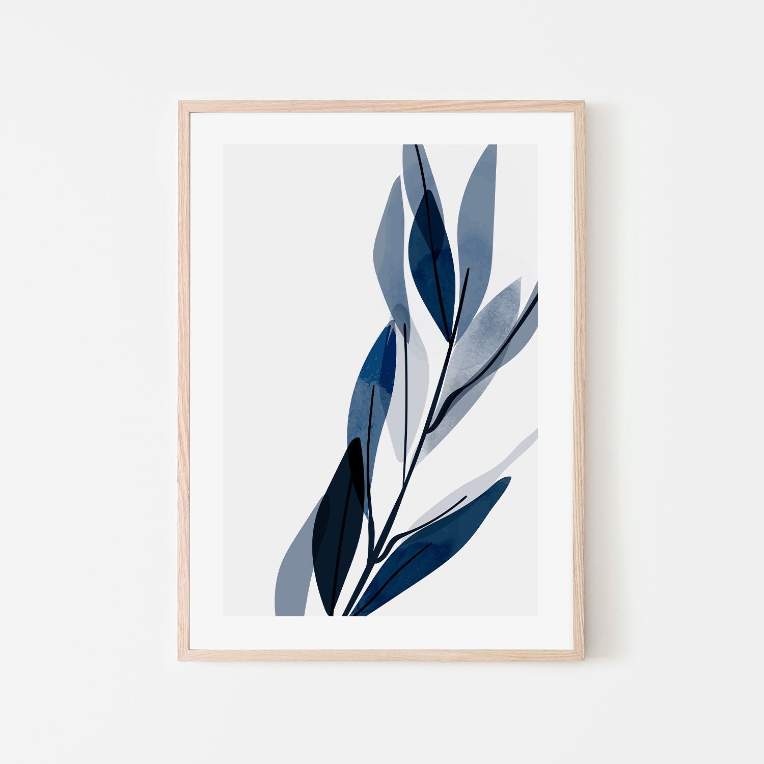 wall-art-print-canvas-poster-framed-Navy Flowers, Style C-GIOIA-WALL-ART