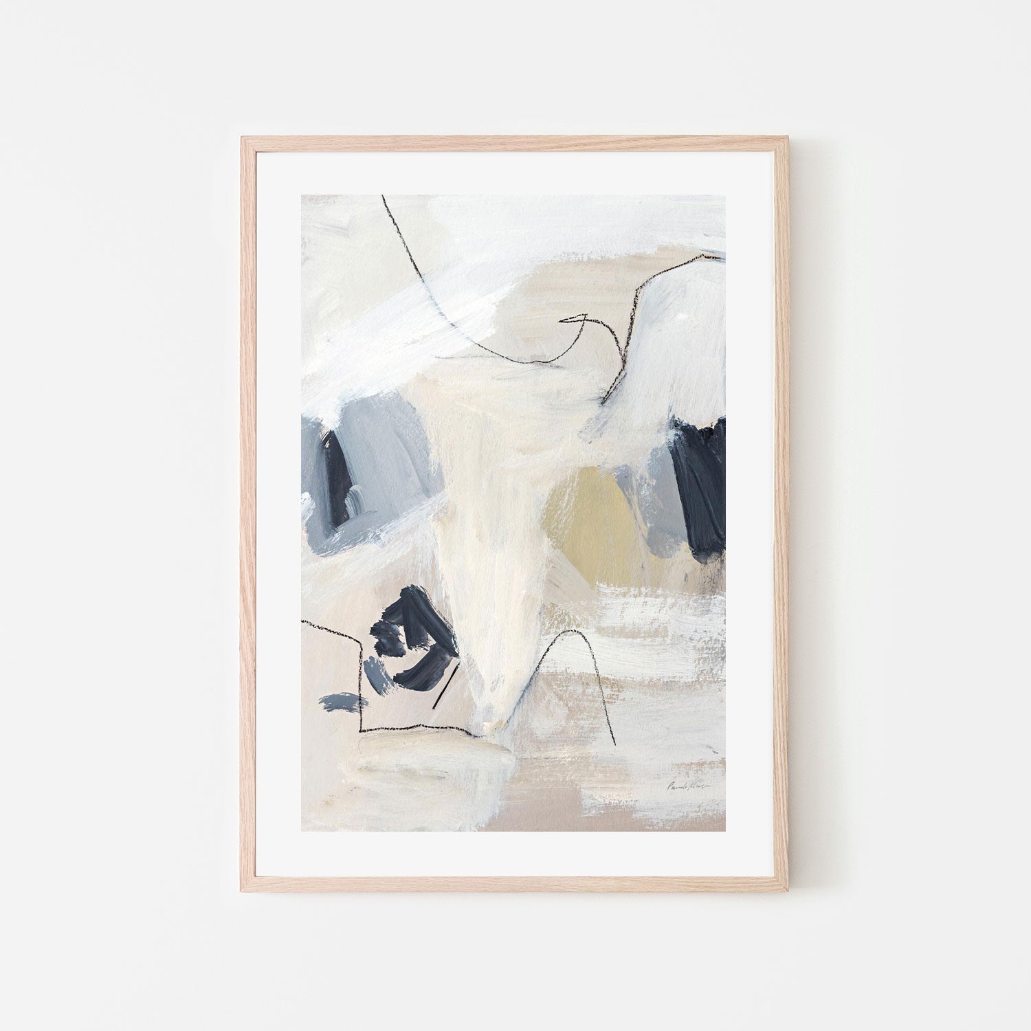 wall-art-print-canvas-poster-framed-Neutral Abstract Navy-by-Pamela Munger-Gioia Wall Art