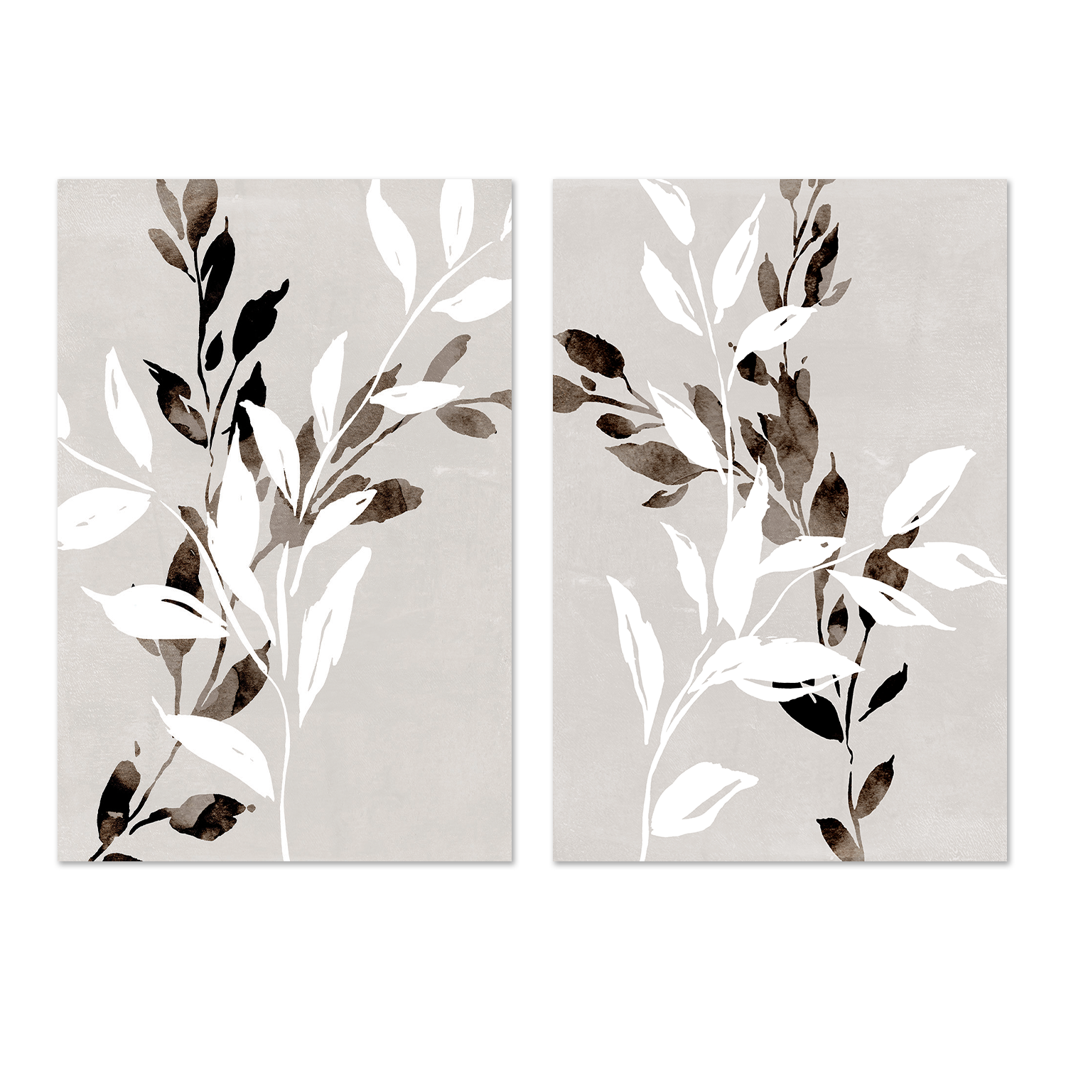 wall-art-print-canvas-poster-framed-Neutral Botanical, Style A & B, Set of 2 , By Nina Blue-1