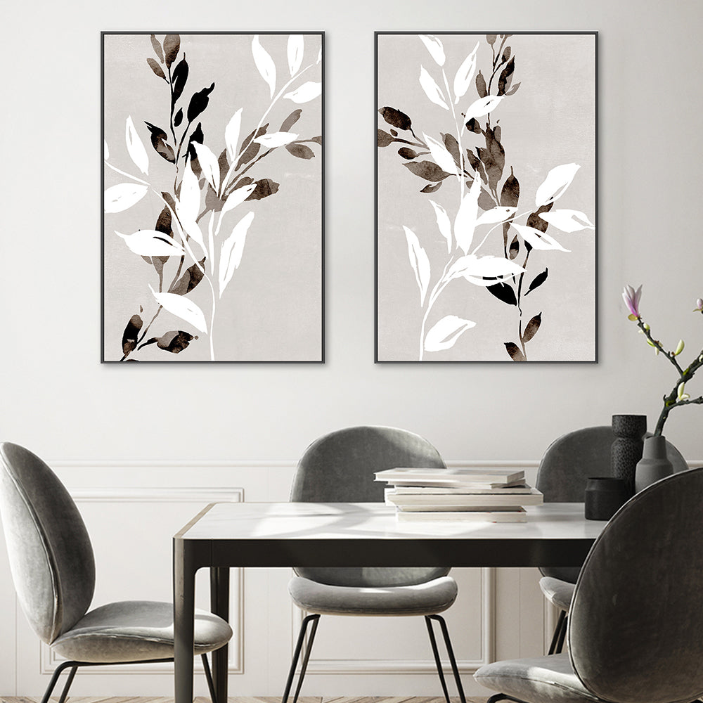 wall-art-print-canvas-poster-framed-Neutral Botanical, Style A & B, Set of 2 , By Nina Blue-2