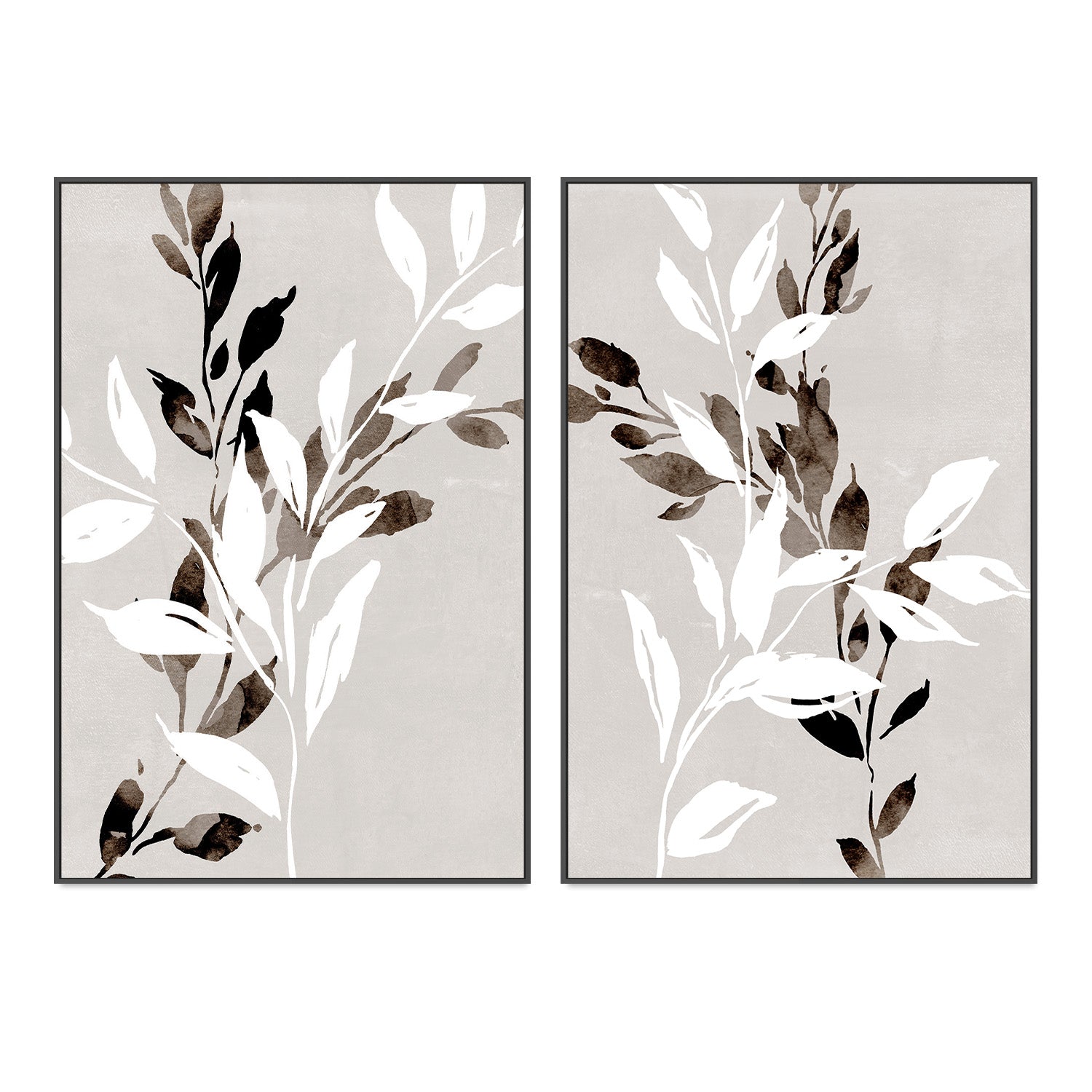 wall-art-print-canvas-poster-framed-Neutral Botanical, Style A & B, Set of 2 , By Nina Blue-3