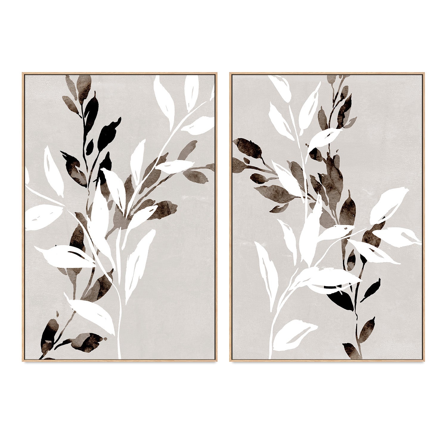 wall-art-print-canvas-poster-framed-Neutral Botanical, Style A & B, Set of 2 , By Nina Blue-4