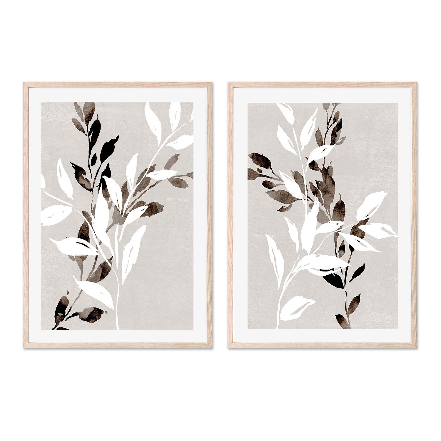 wall-art-print-canvas-poster-framed-Neutral Botanical, Style A & B, Set of 2 , By Nina Blue-6