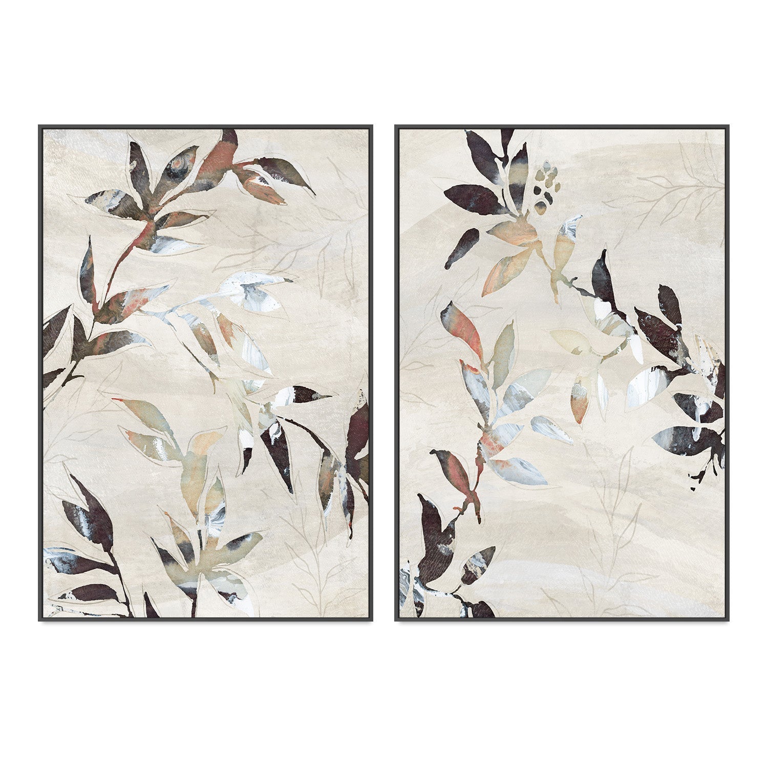 wall-art-print-canvas-poster-framed-Neutral Botanical, Style E & F, Set of 2 , By Nina Blue-3