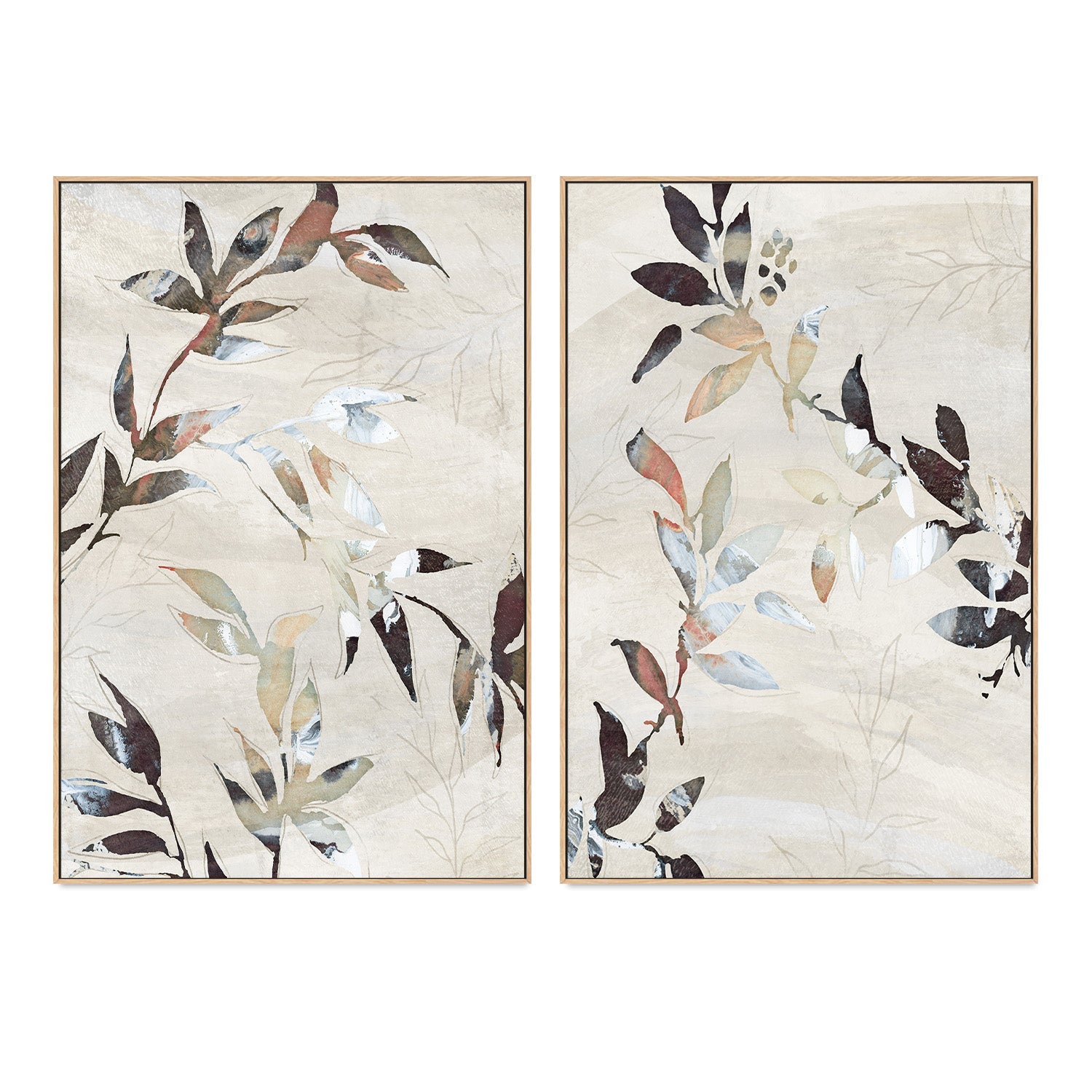 wall-art-print-canvas-poster-framed-Neutral Botanical, Style E & F, Set of 2 , By Nina Blue-4