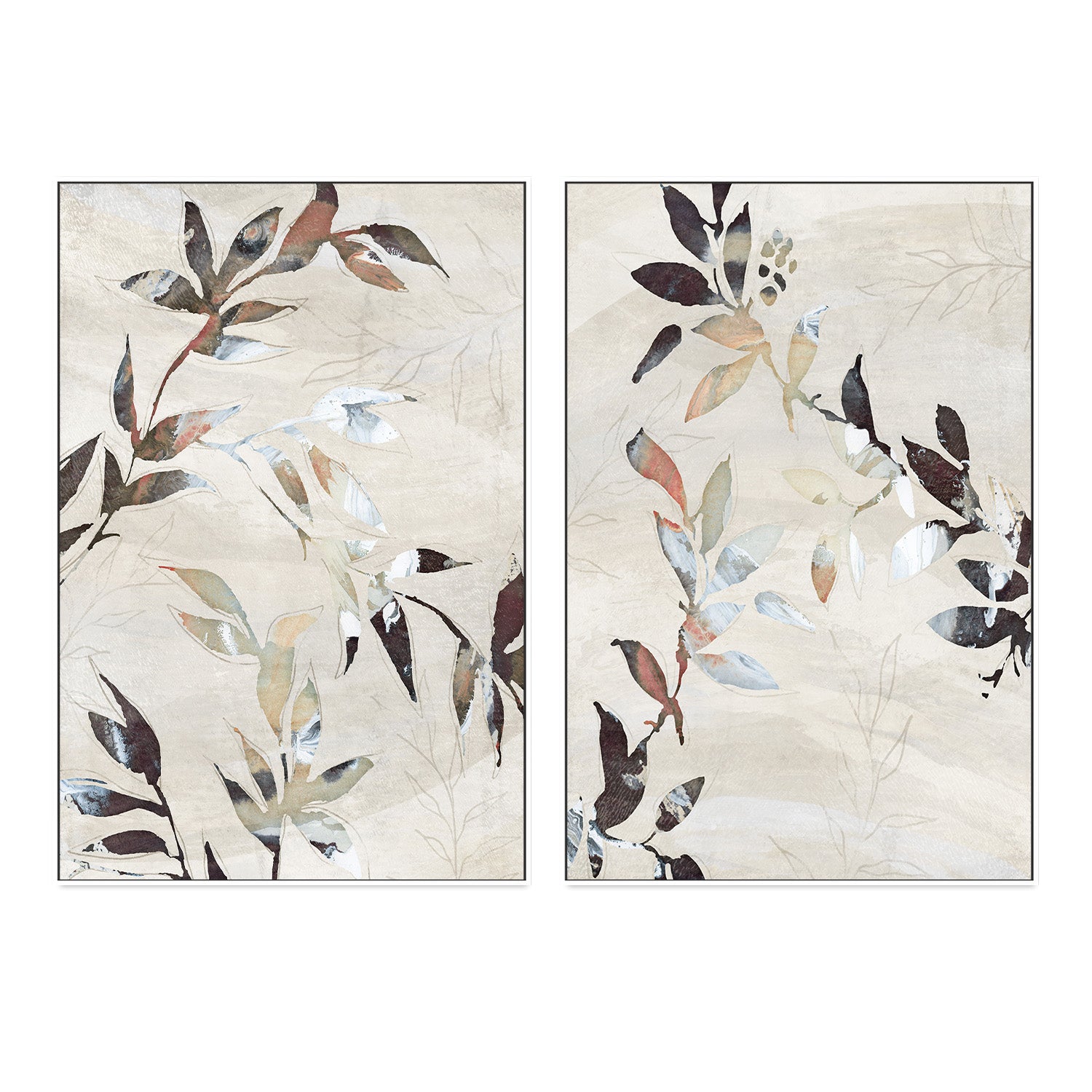 wall-art-print-canvas-poster-framed-Neutral Botanical, Style E & F, Set of 2 , By Nina Blue-5