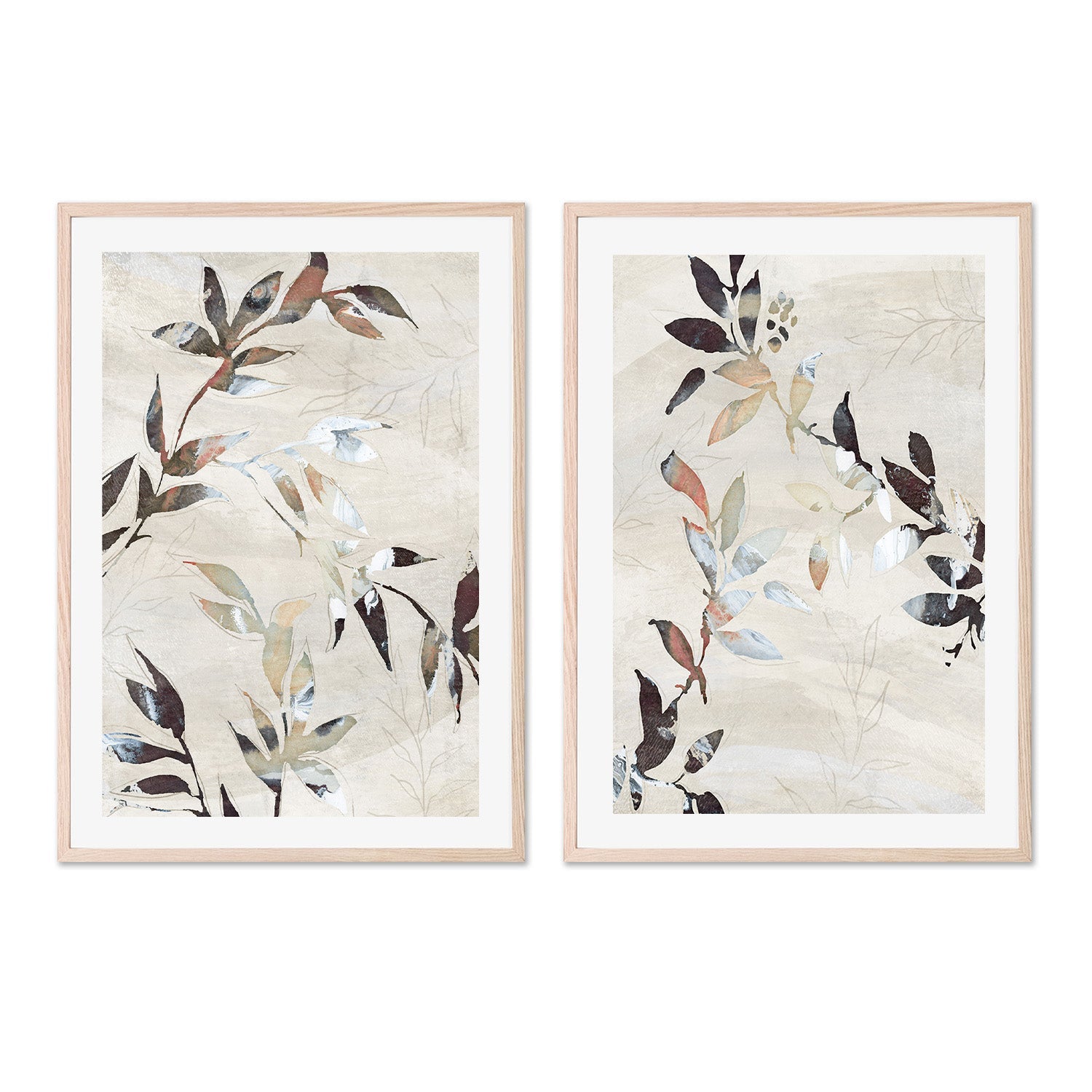 wall-art-print-canvas-poster-framed-Neutral Botanical, Style E & F, Set of 2 , By Nina Blue-6