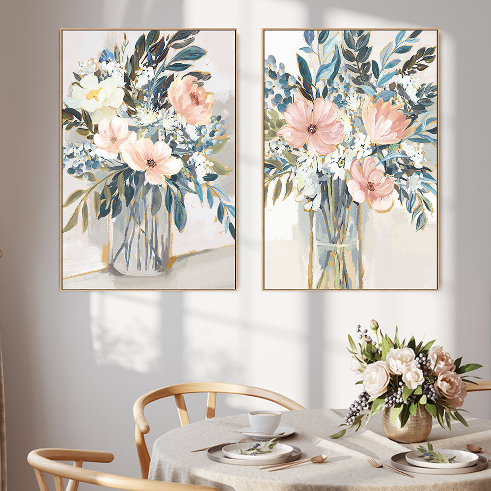 wall-art-print-canvas-poster-framed-Neutral Bouquet, Style A & B, Set of 2 , By Nina Blue-2