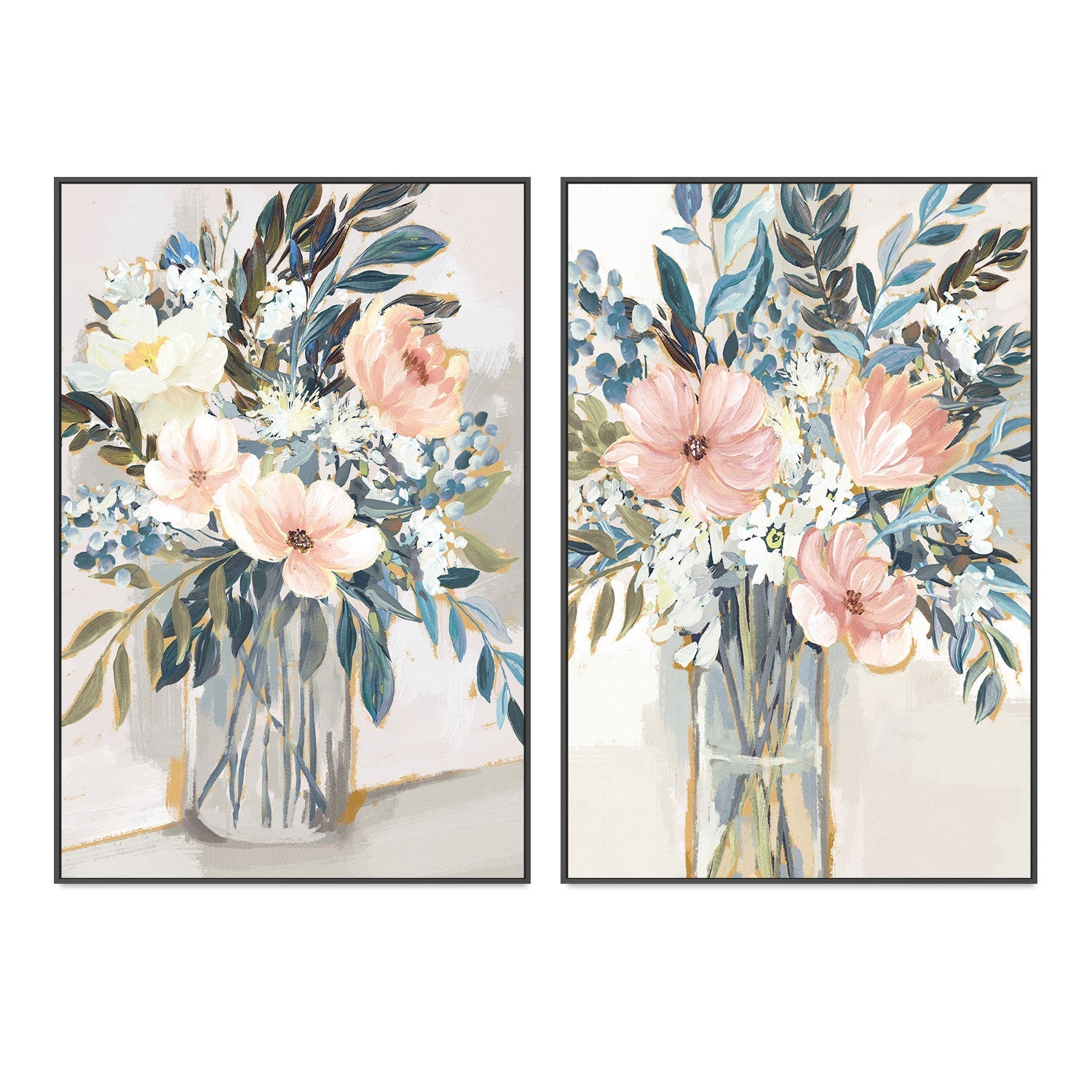 wall-art-print-canvas-poster-framed-Neutral Bouquet, Style A & B, Set of 2 , By Nina Blue-3