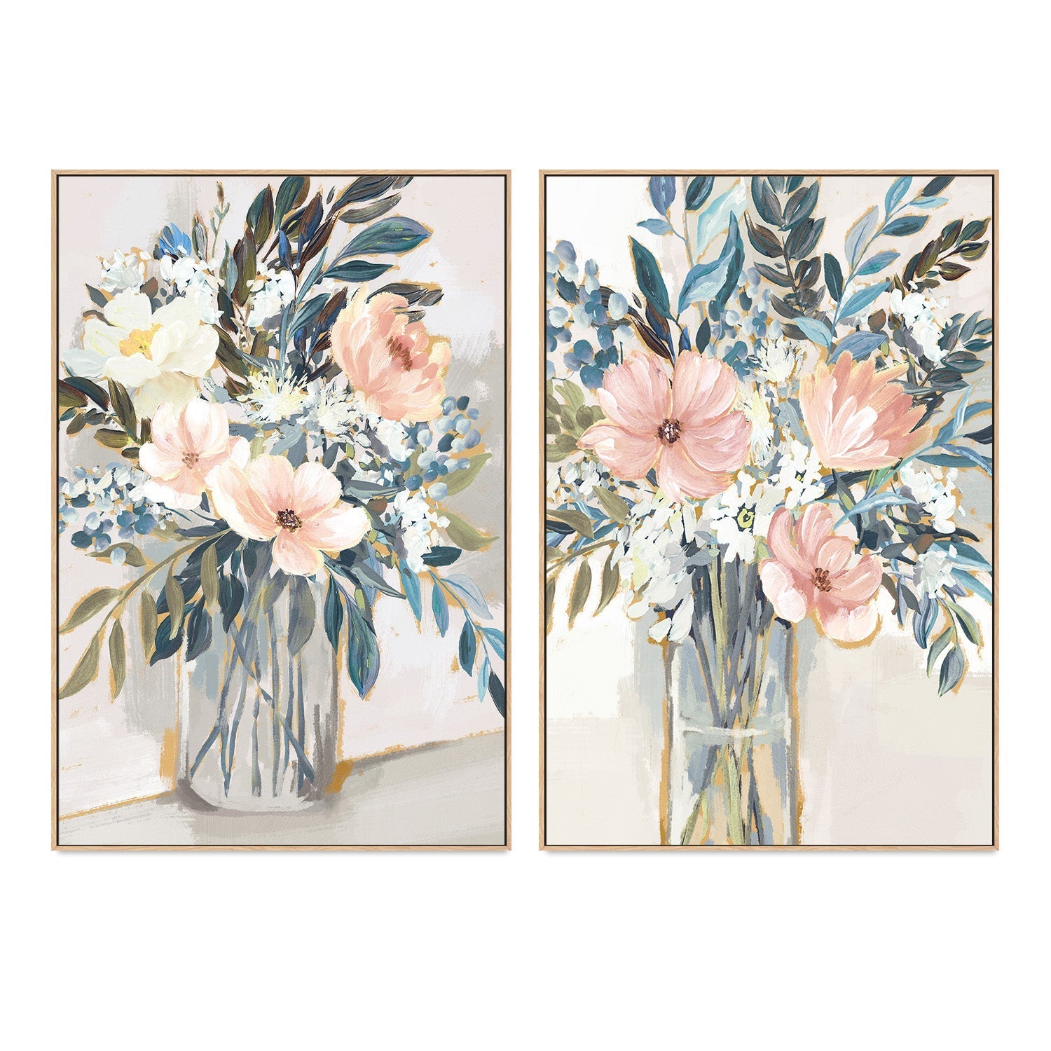 wall-art-print-canvas-poster-framed-Neutral Bouquet, Style A & B, Set of 2 , By Nina Blue-4