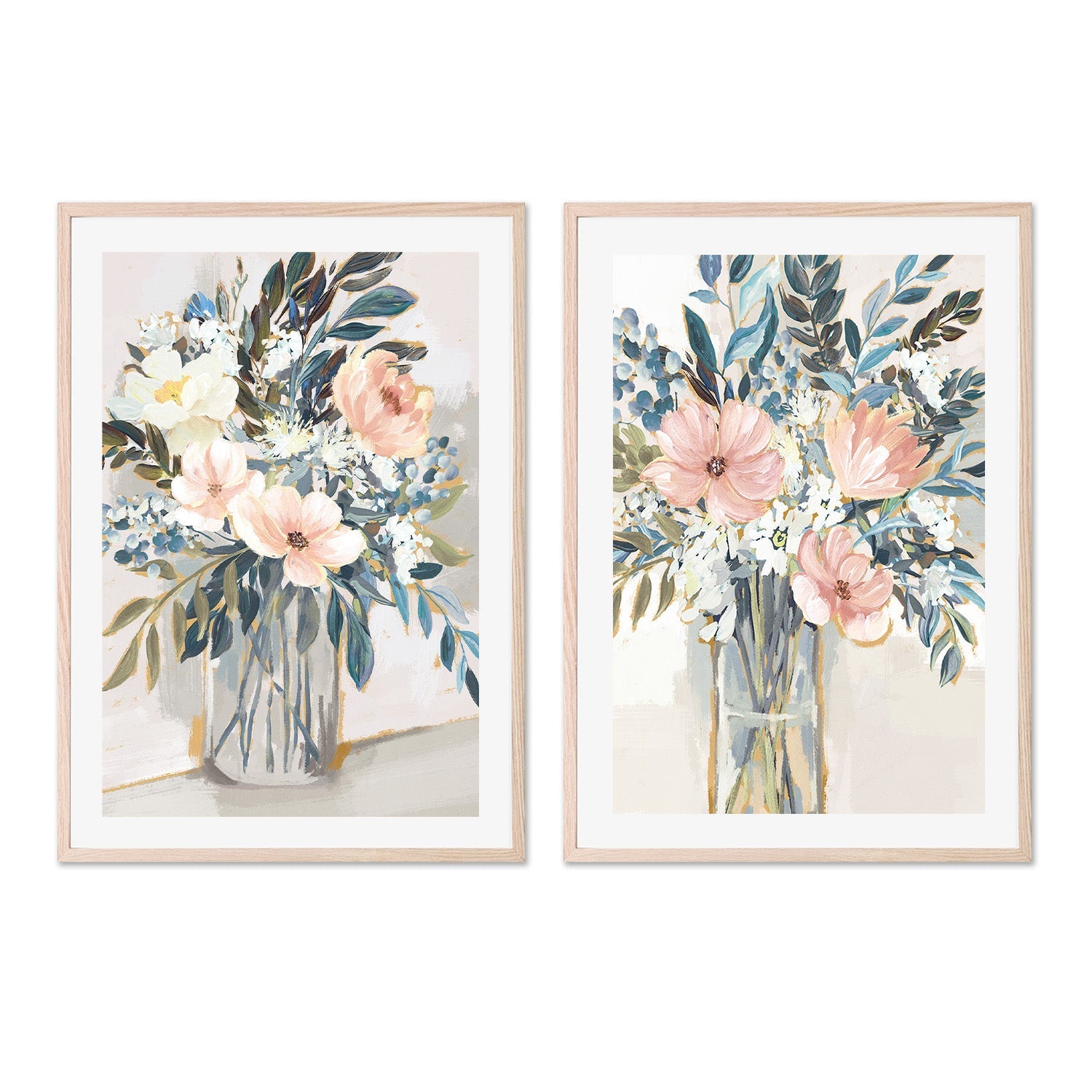 wall-art-print-canvas-poster-framed-Neutral Bouquet, Style A & B, Set of 2 , By Nina Blue-6