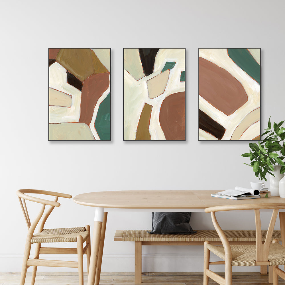 wall-art-print-canvas-poster-framed-Neutral Geometry, Style A, B & C, Set Of 3-by-Emily Wood-Gioia Wall Art