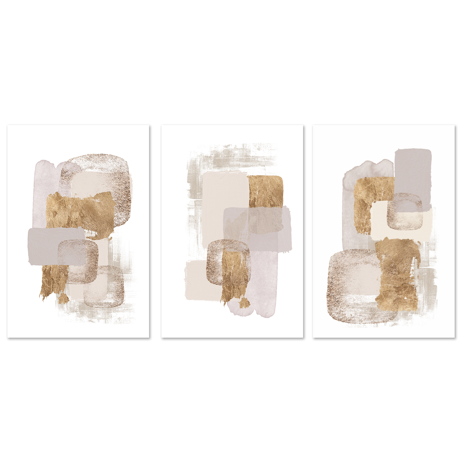 wall-art-print-canvas-poster-framed-Neutral Gold, Style A, B & C, Set Of 3 , By Sally Ann Moss-GIOIA-WALL-ART