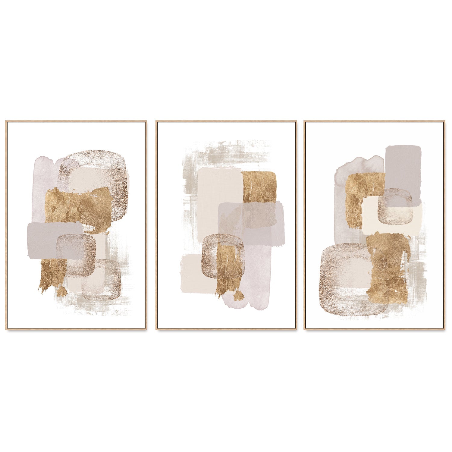 wall-art-print-canvas-poster-framed-Neutral Gold, Style A, B & C, Set Of 3 , By Sally Ann Moss-GIOIA-WALL-ART