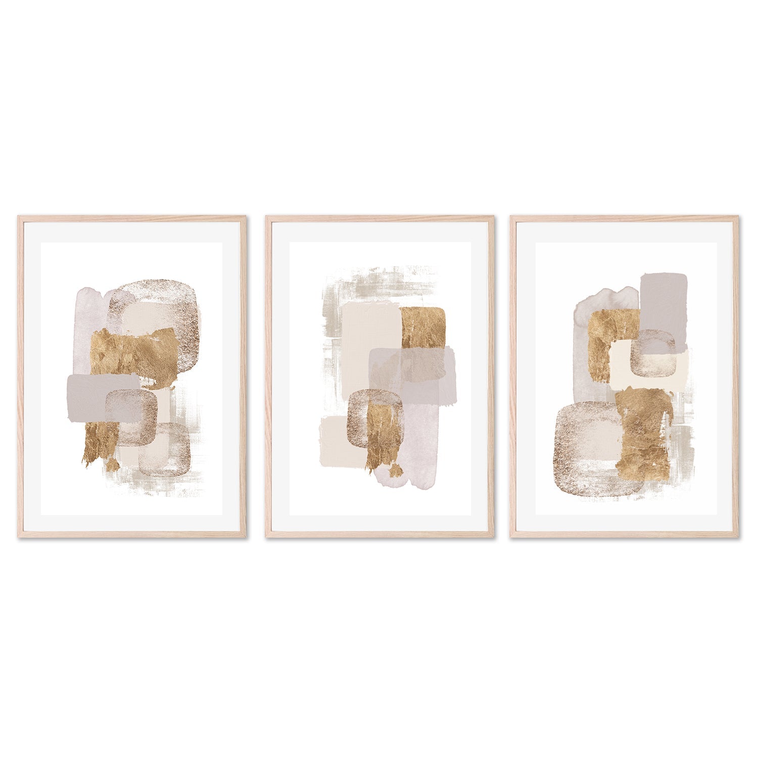 wall-art-print-canvas-poster-framed-Neutral Gold, Style A, B & C, Set Of 3 , By Sally Ann Moss-GIOIA-WALL-ART