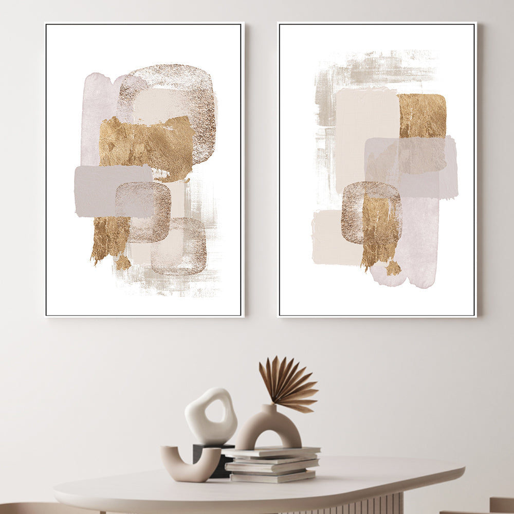 wall-art-print-canvas-poster-framed-Neutral Gold, Style A & B, Set Of 2 , By Sally Ann Moss-GIOIA-WALL-ART