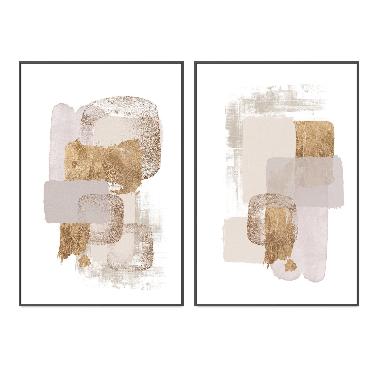 wall-art-print-canvas-poster-framed-Neutral Gold, Style A & B, Set Of 2 , By Sally Ann Moss-GIOIA-WALL-ART