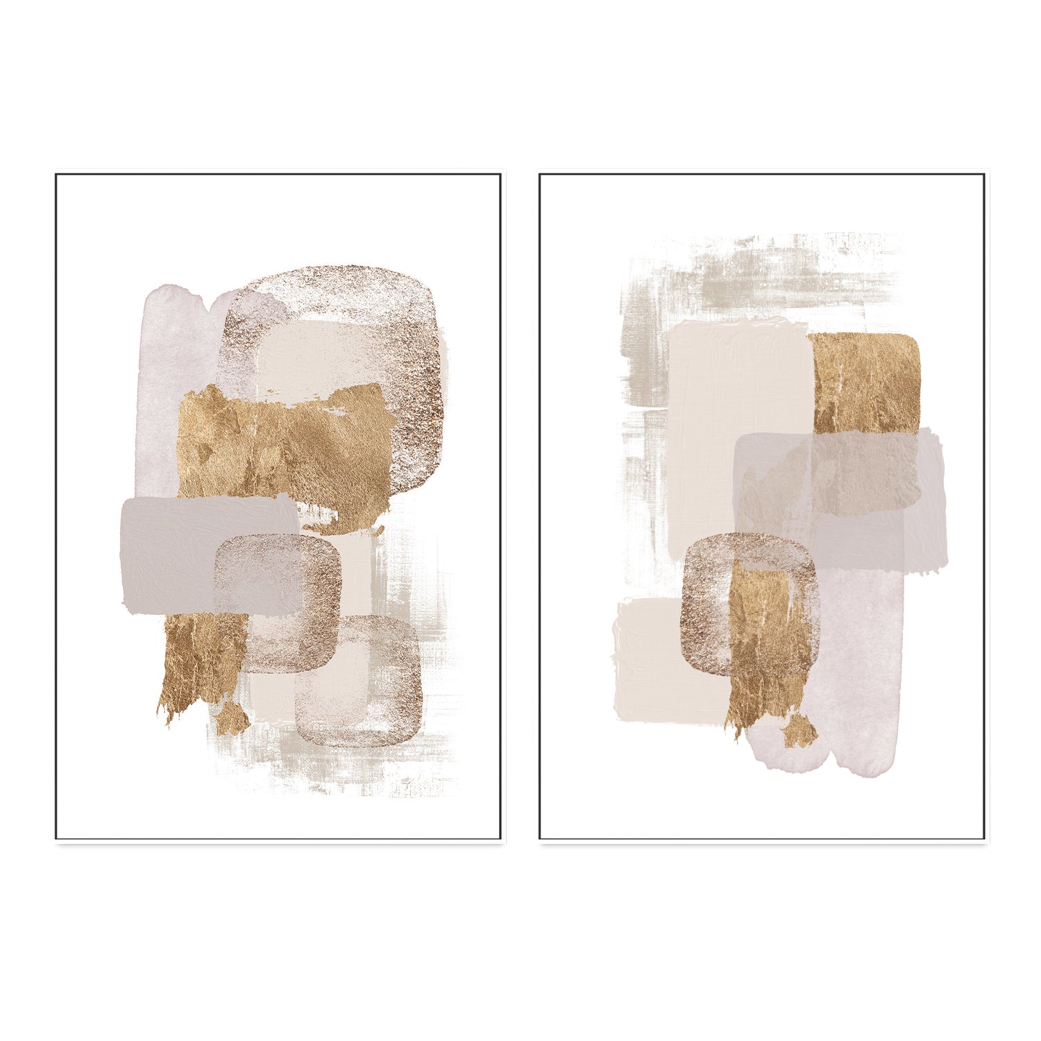 wall-art-print-canvas-poster-framed-Neutral Gold, Style A & B, Set Of 2 , By Sally Ann Moss-GIOIA-WALL-ART