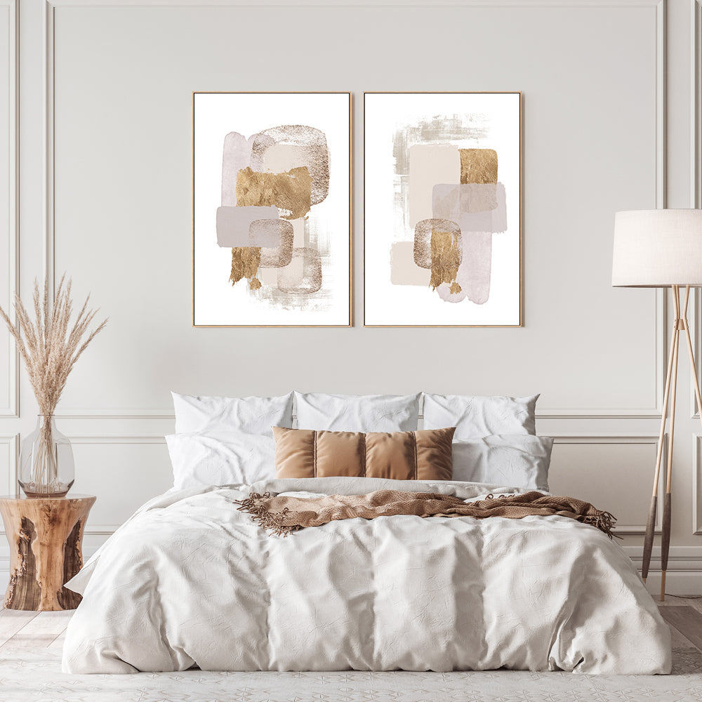 wall-art-print-canvas-poster-framed-Neutral Gold, Style A & B, Set Of 2 , By Sally Ann Moss-GIOIA-WALL-ART