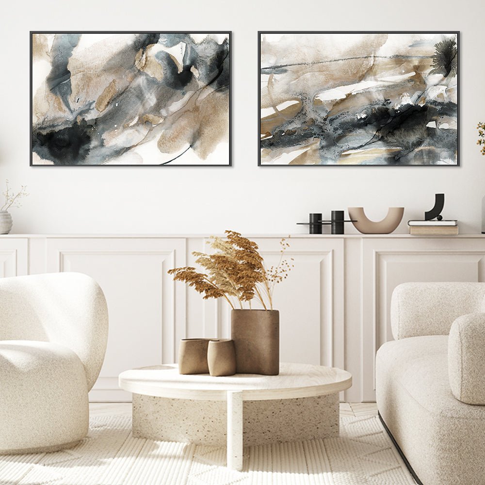 wall-art-print-canvas-poster-framed-Neutral Ink, Style A & B, Set of 2 , By Nina Blue-2