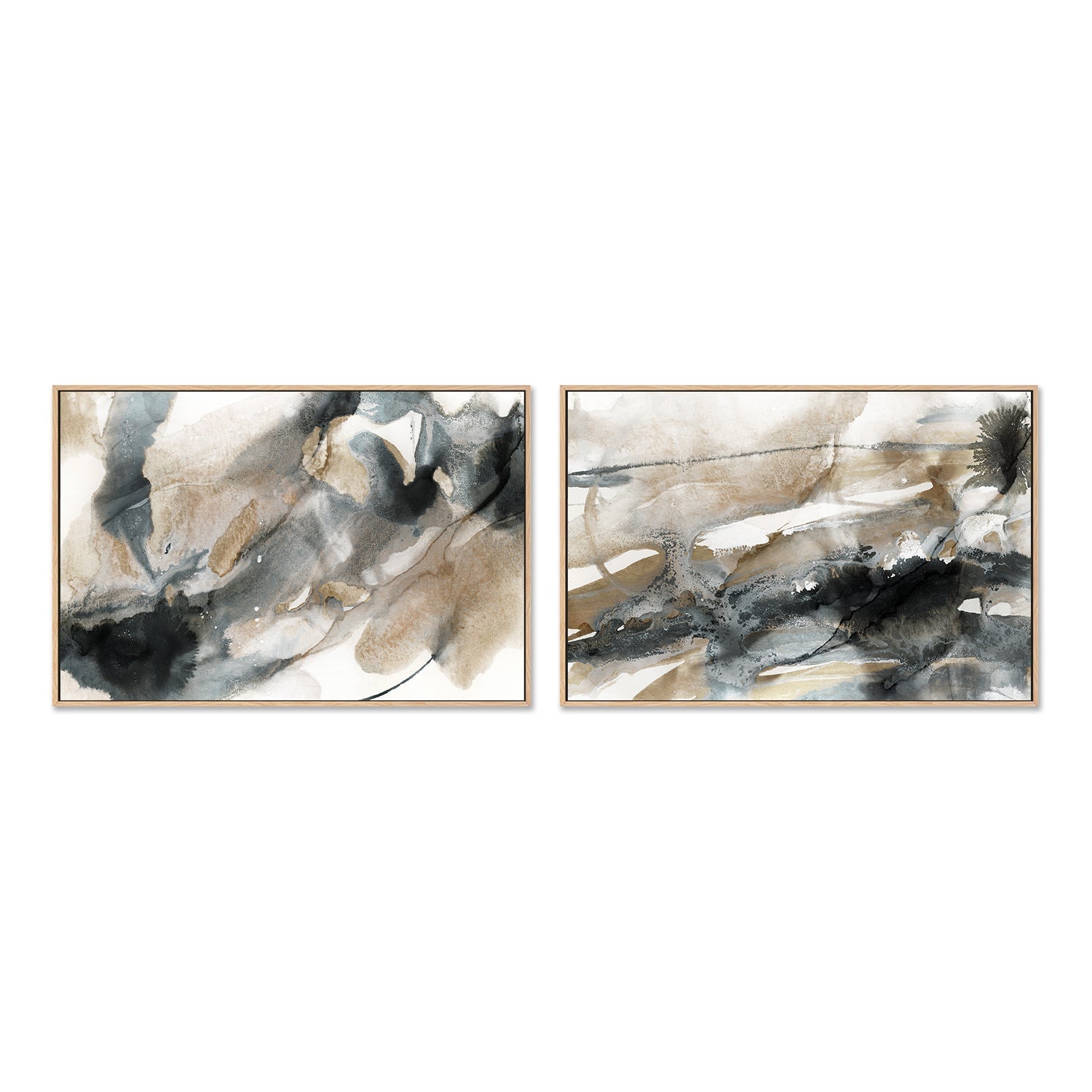 wall-art-print-canvas-poster-framed-Neutral Ink, Style A & B, Set of 2 , By Nina Blue-4