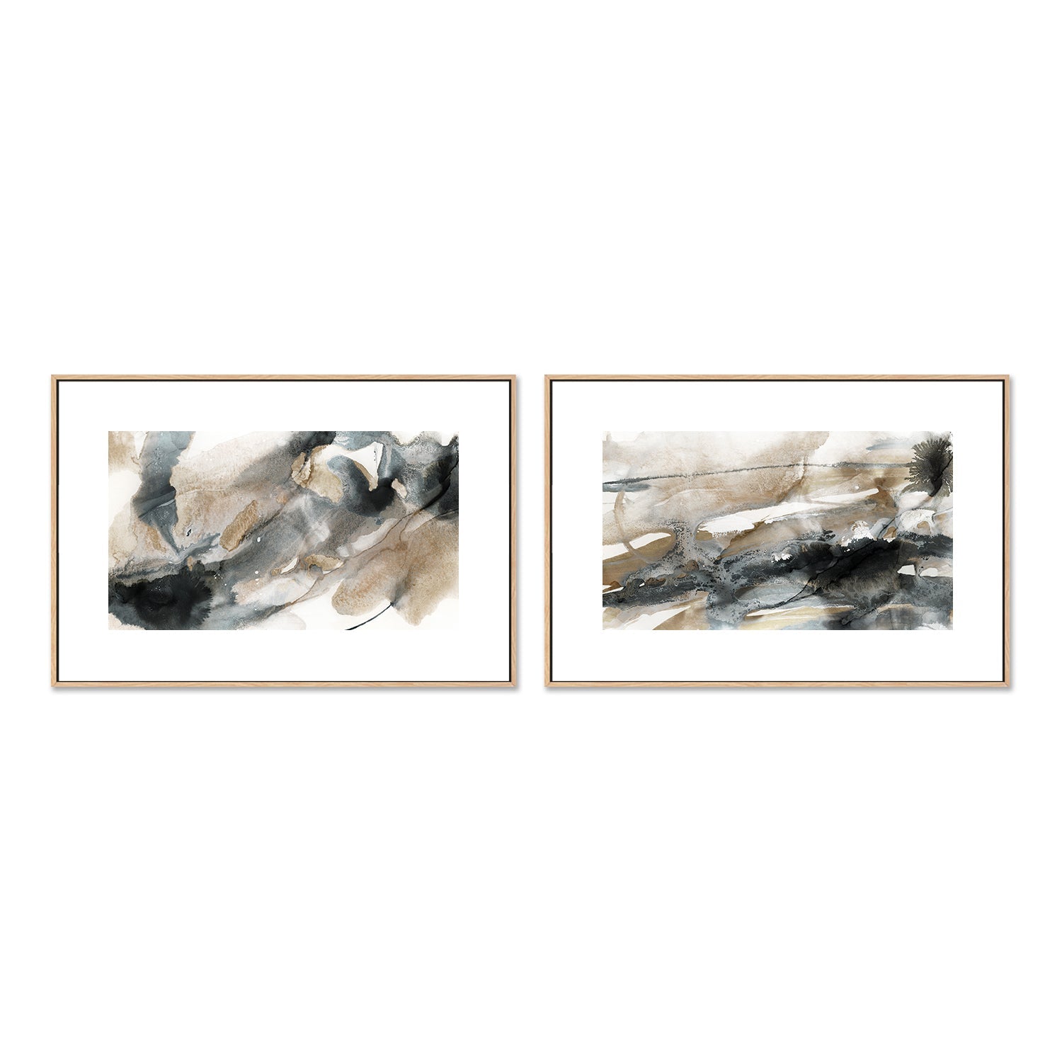 wall-art-print-canvas-poster-framed-Neutral Ink, Style A & B, Set of 2 , By Nina Blue-6