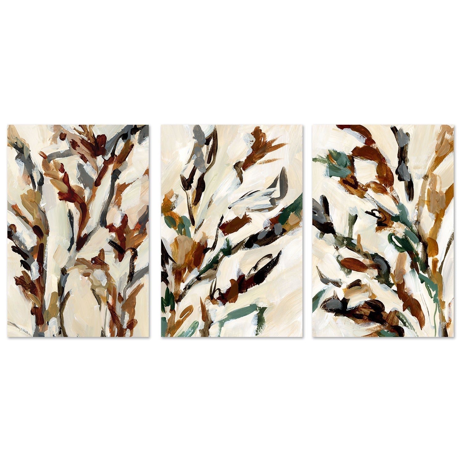 wall-art-print-canvas-poster-framed-Neutral Shrubbery, Style A, B & C, Set of 3-by-Emily Wood-Gioia Wall Art