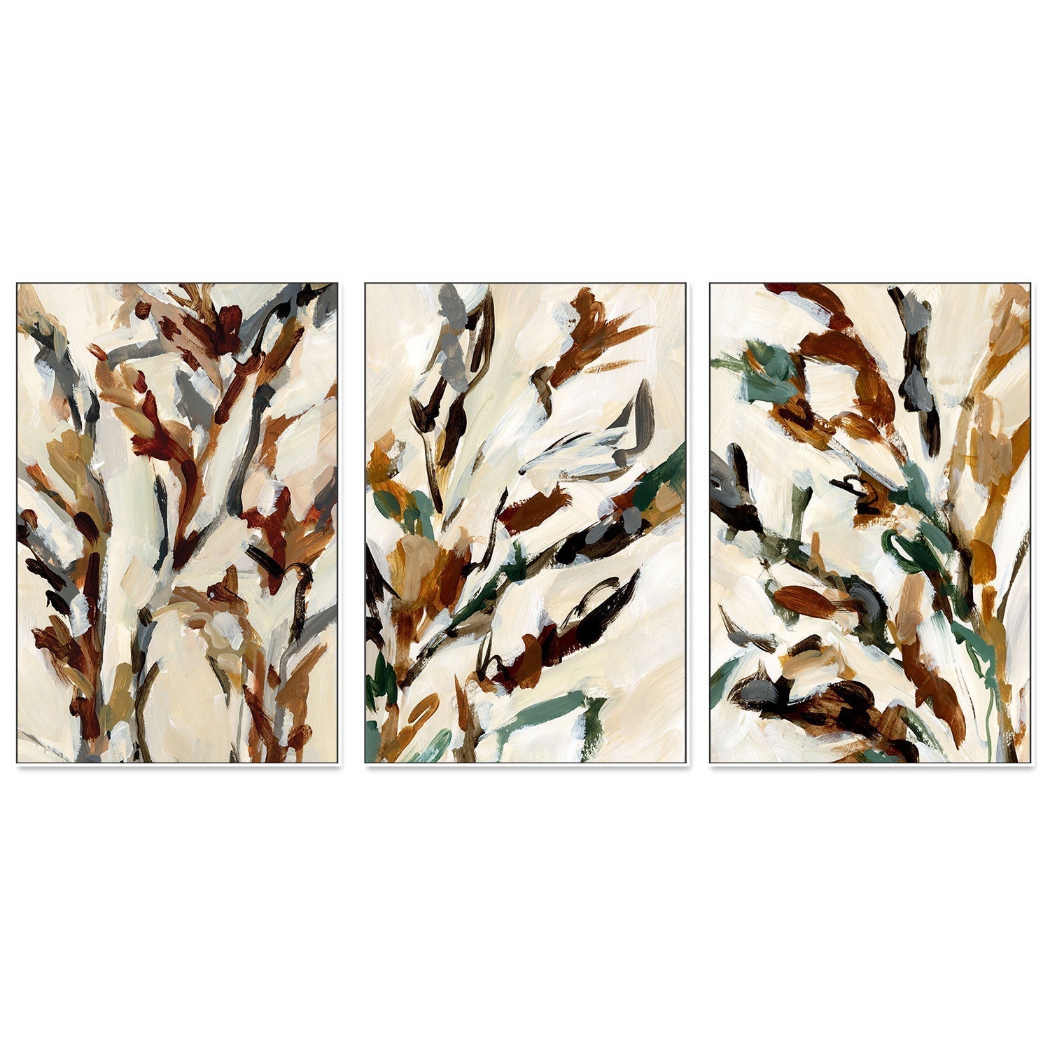 wall-art-print-canvas-poster-framed-Neutral Shrubbery, Style A, B & C, Set of 3-by-Emily Wood-Gioia Wall Art