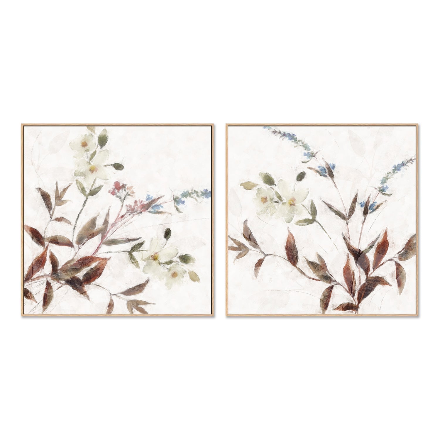 wall-art-print-canvas-poster-framed-Neutral Wild Flowers, Style A & B, Set of 2 , By Nina Blue-4