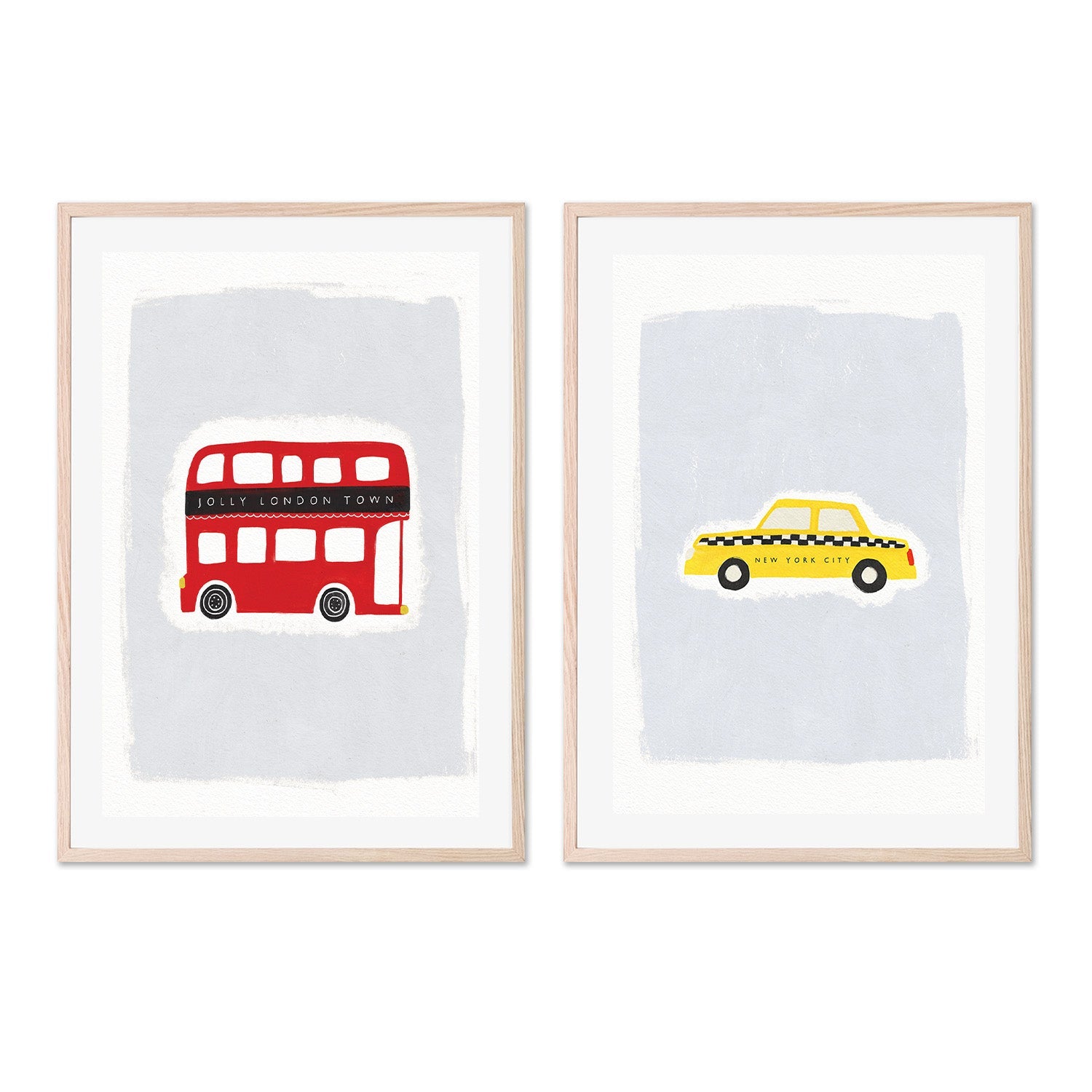 wall-art-print-canvas-poster-framed-NEW YORK CAB and JOLLY LONDON TOWN, Set Of 2 , By Leah Straatsma-6