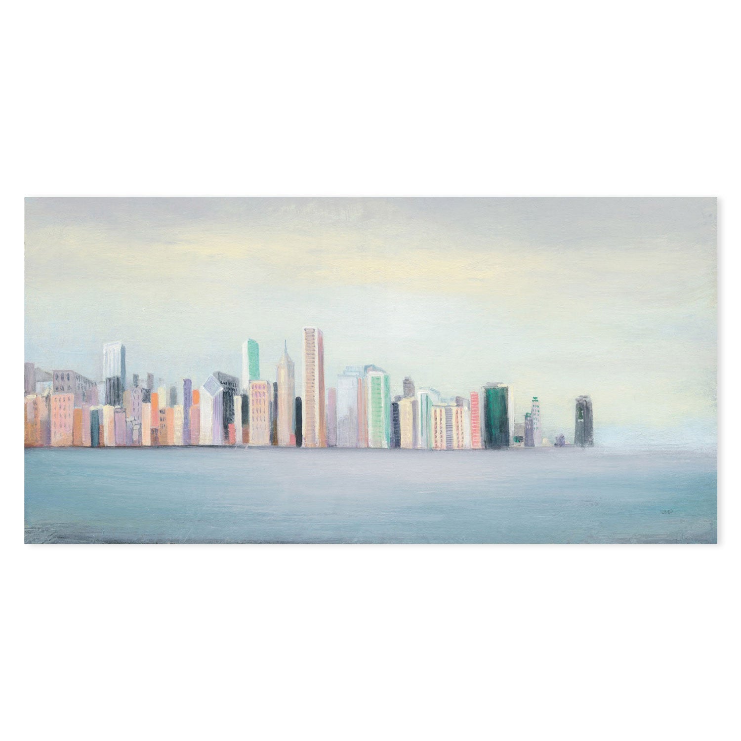 wall-art-print-canvas-poster-framed-New York Skyline Blue-by-Julia Purinton-Gioia Wall Art