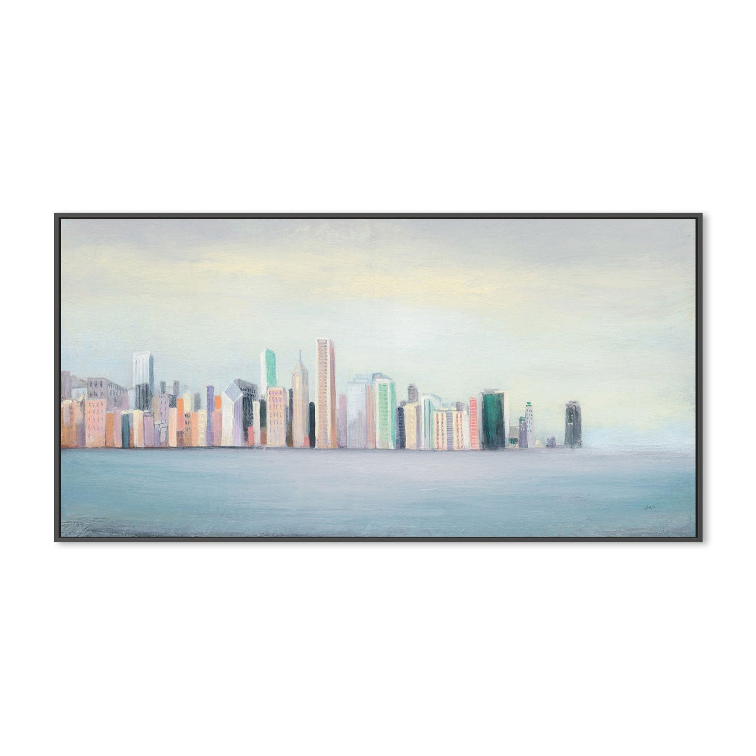 wall-art-print-canvas-poster-framed-New York Skyline Blue-by-Julia Purinton-Gioia Wall Art