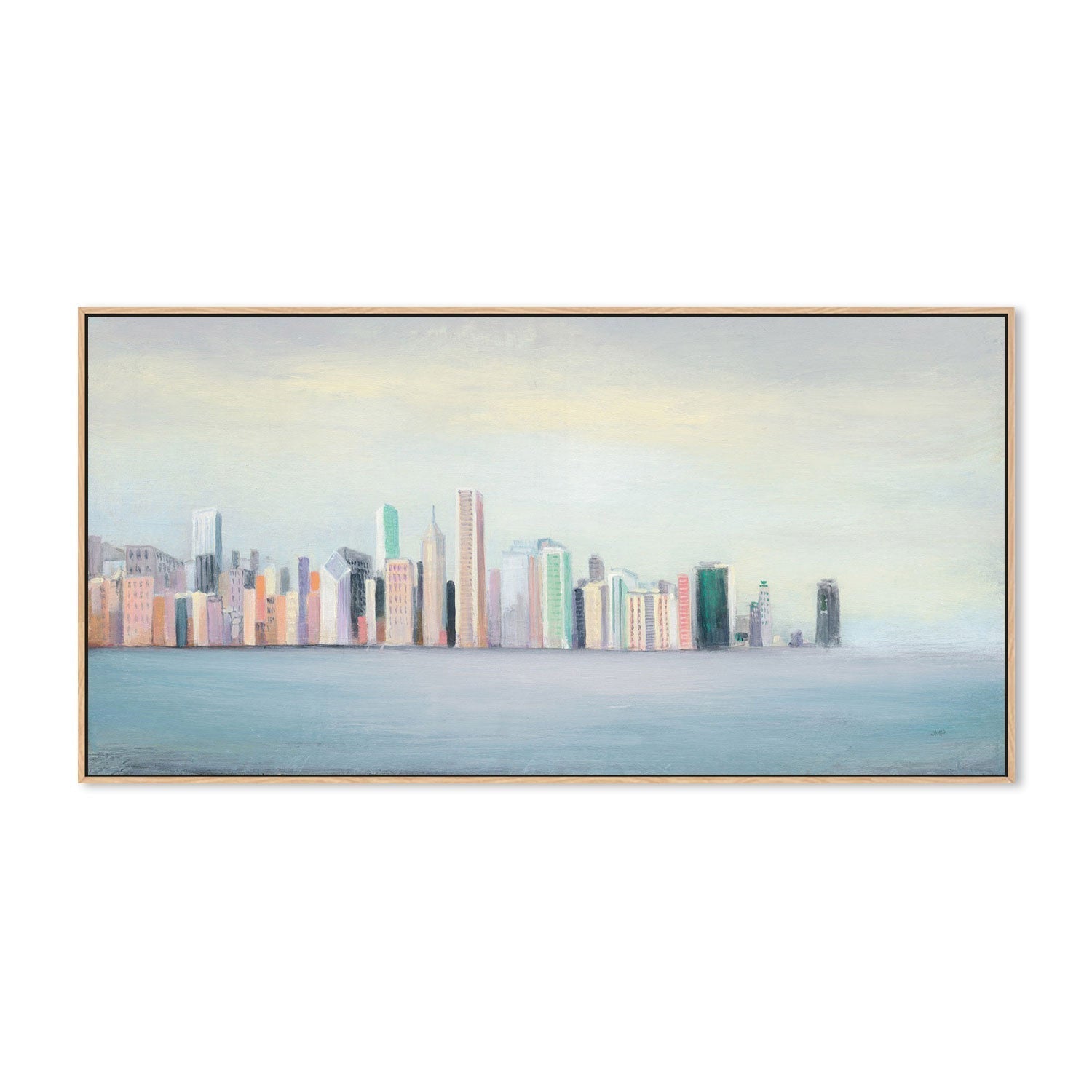 wall-art-print-canvas-poster-framed-New York Skyline Blue-by-Julia Purinton-Gioia Wall Art