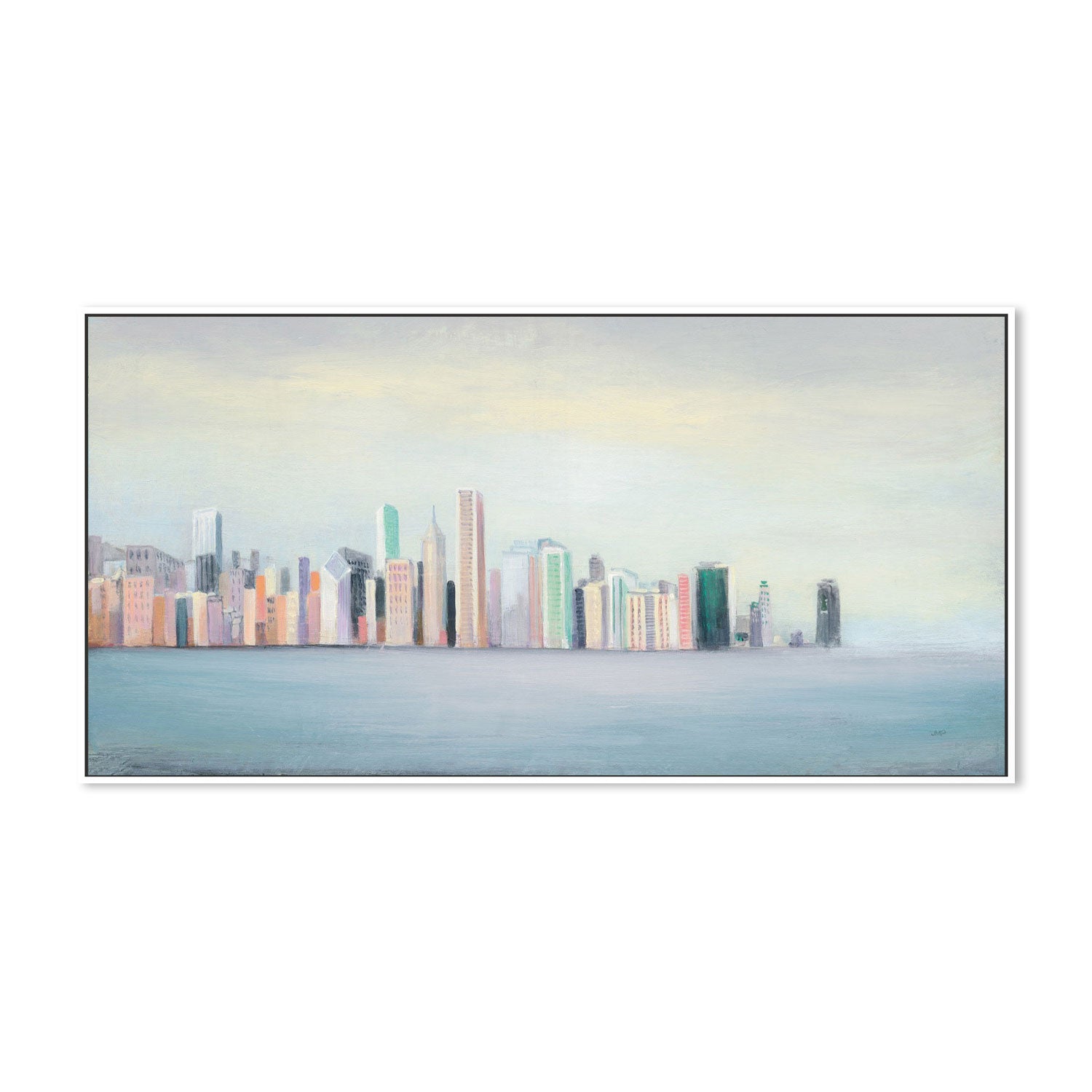 wall-art-print-canvas-poster-framed-New York Skyline Blue-by-Julia Purinton-Gioia Wall Art