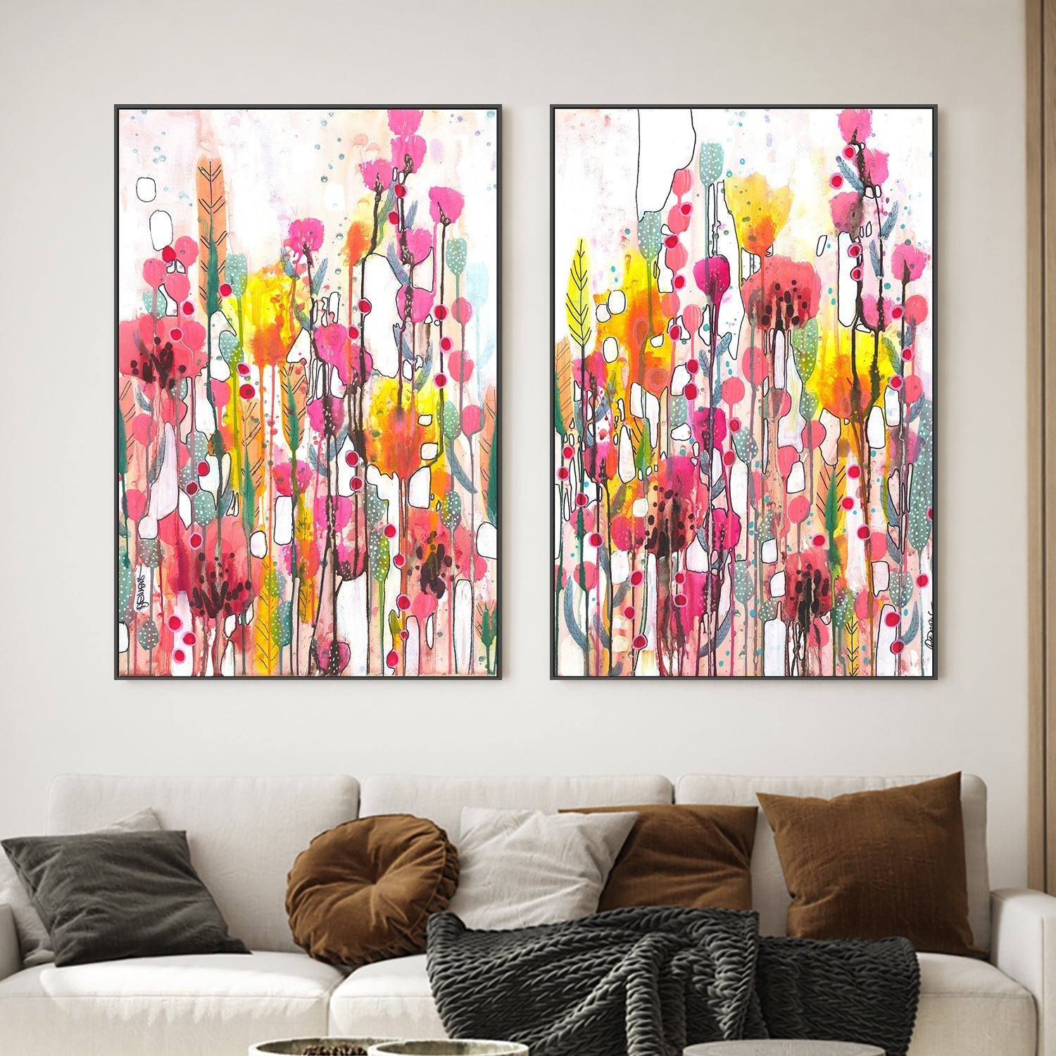 wall-art-print-canvas-poster-framed-Nouveau Diptyque, Style A & B, Set Of 2 , By Sylvie Demers-2