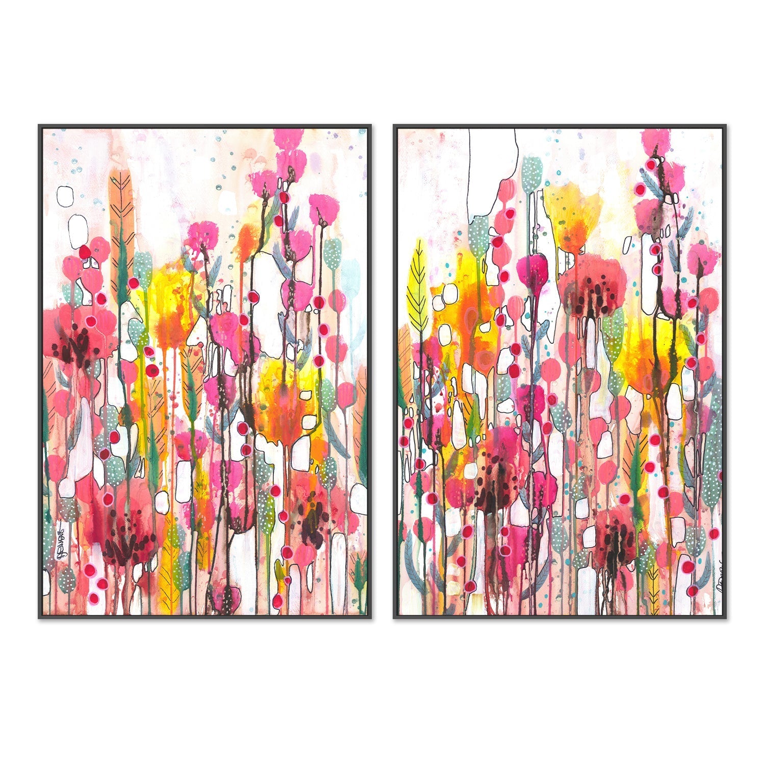 wall-art-print-canvas-poster-framed-Nouveau Diptyque, Style A & B, Set Of 2 , By Sylvie Demers-3