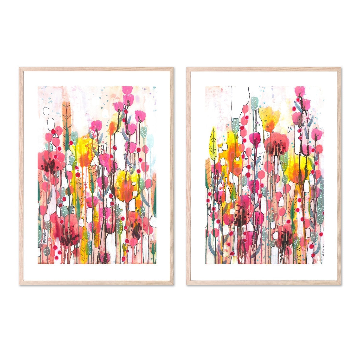 wall-art-print-canvas-poster-framed-Nouveau Diptyque, Style A & B, Set Of 2 , By Sylvie Demers-6