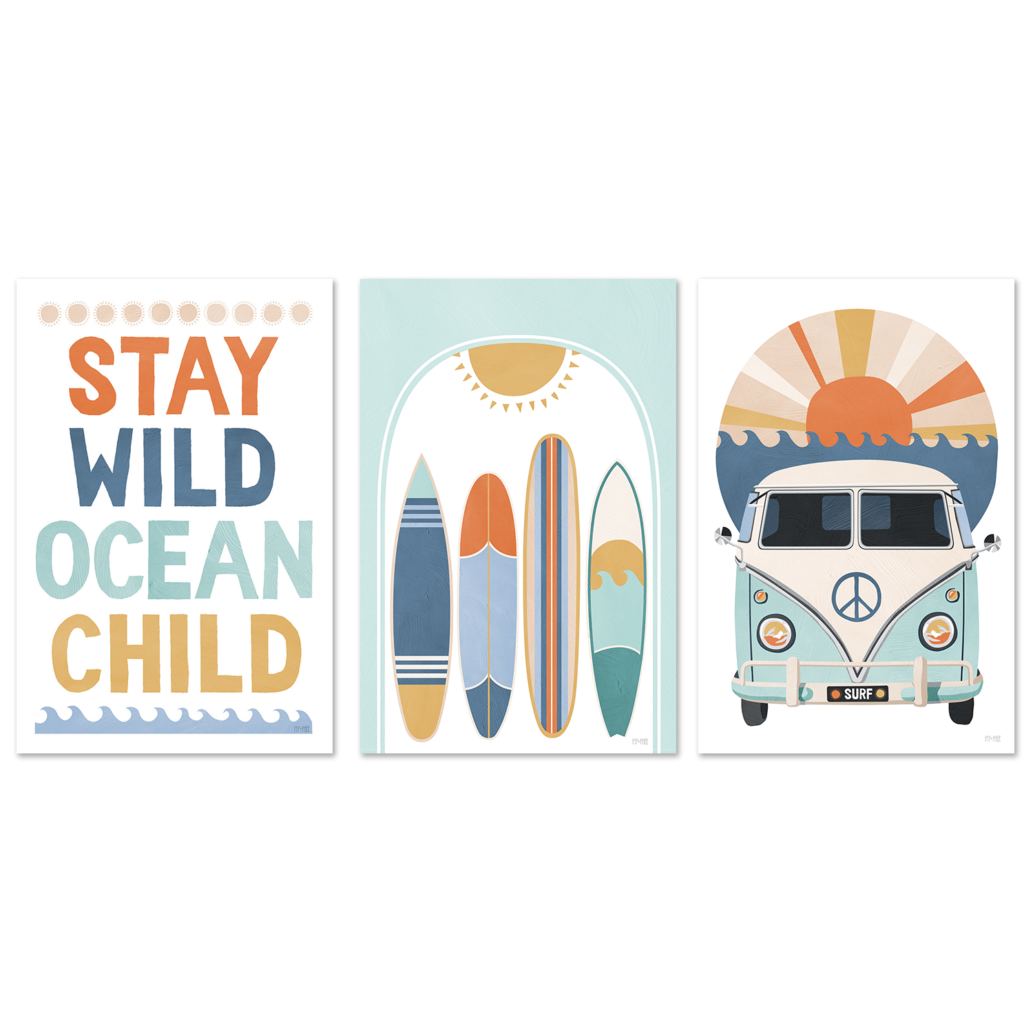 wall-art-print-canvas-poster-framed-Ocean Child, Set of 3 , By Pip and Phee-1