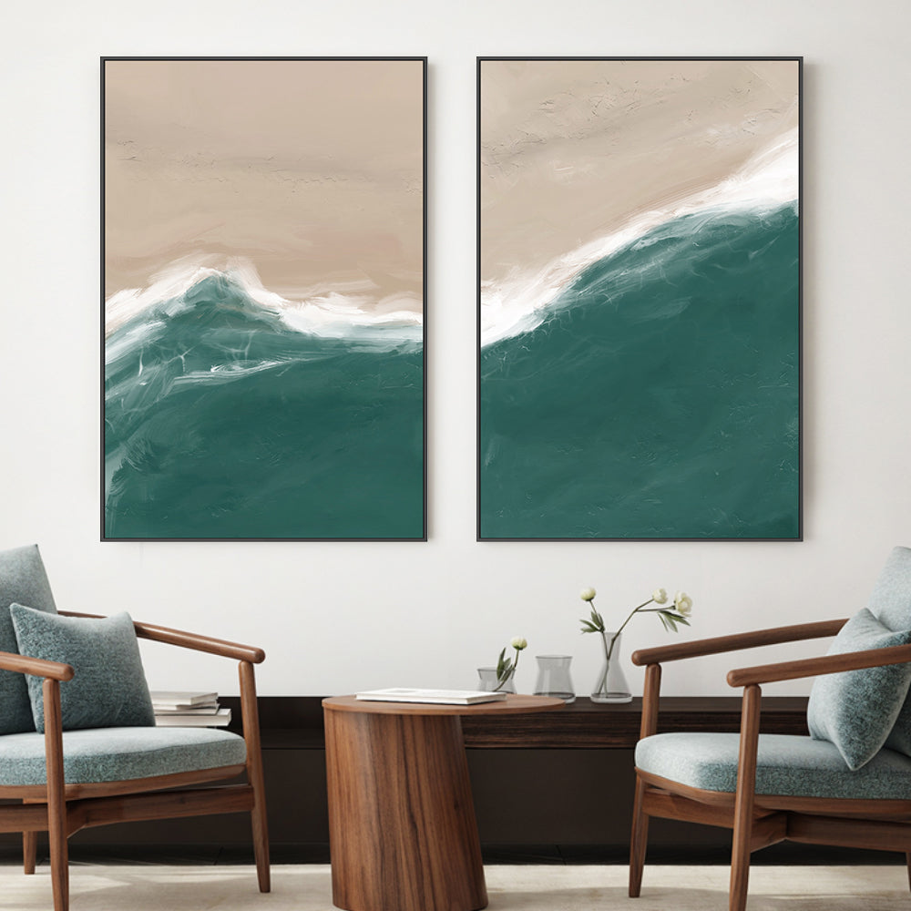 wall-art-print-canvas-poster-framed-Ocean From Above, Style A & B, Set Of 2 , By Karine Tonial Grimm-2