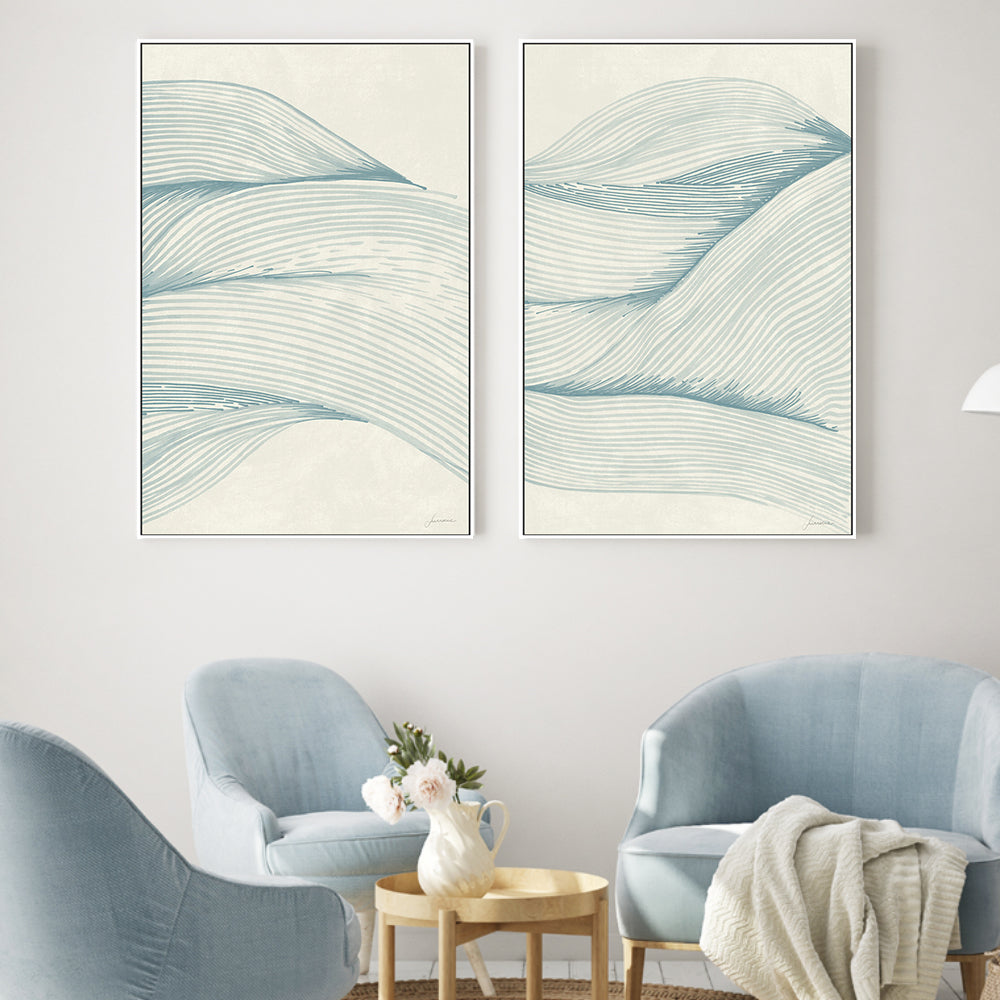 wall-art-print-canvas-poster-framed-Ocean In Lines, Style A & B, Set Of 2 , By Lucrecia Caporale-2