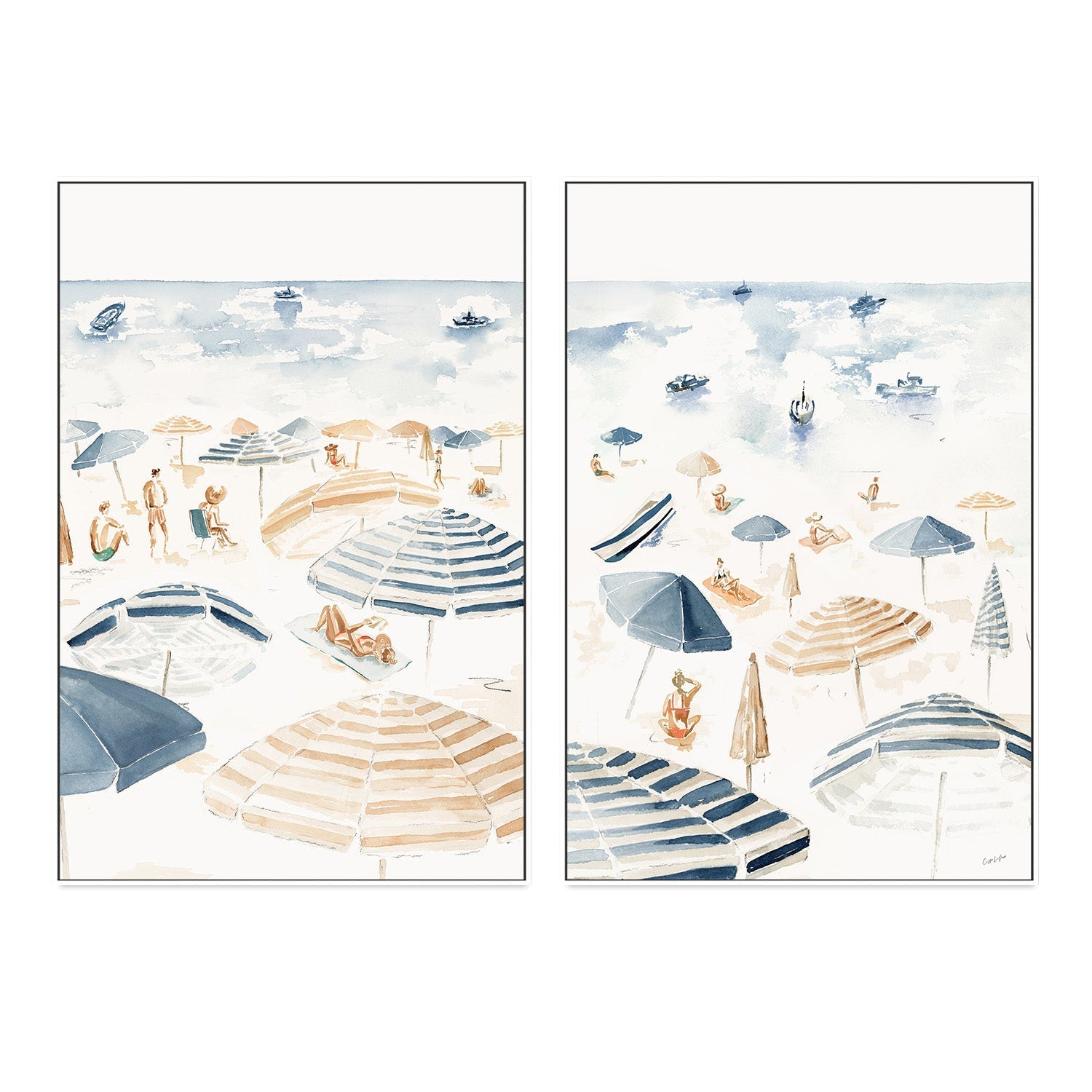 wall-art-print-canvas-poster-framed-Oceanside On Weekend, Set Of 2 , By Cass Deller-5