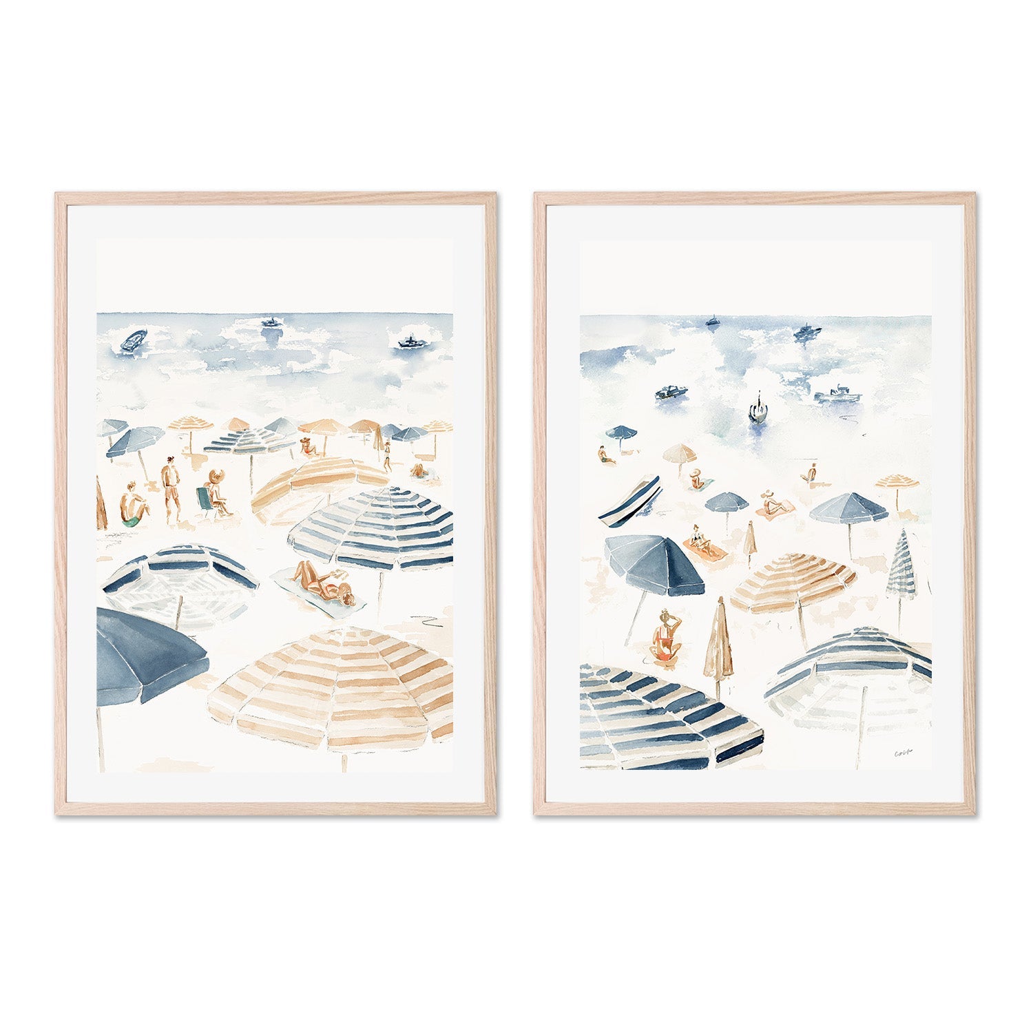 wall-art-print-canvas-poster-framed-Oceanside On Weekend, Set Of 2 , By Cass Deller-6