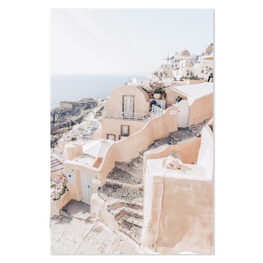 wall-art-print-canvas-poster-framed-Oia Santorini Views And Old Stone Wall, Set Of 2-by-Gioia Wall Art-Gioia Wall Art