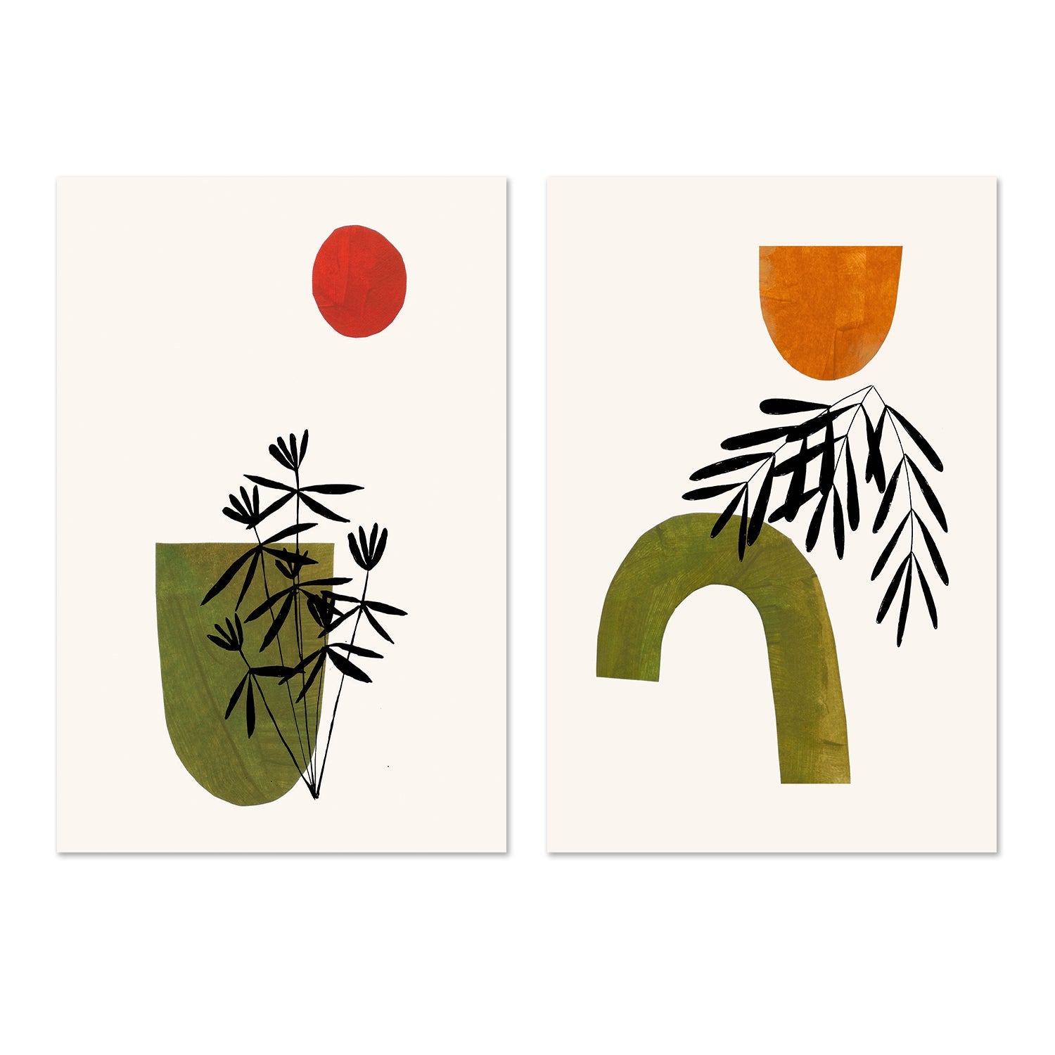 wall-art-print-canvas-poster-framed-Olive Abstract Garden, Set Of 2 , By Ejaaz Haniff-GIOIA-WALL-ART