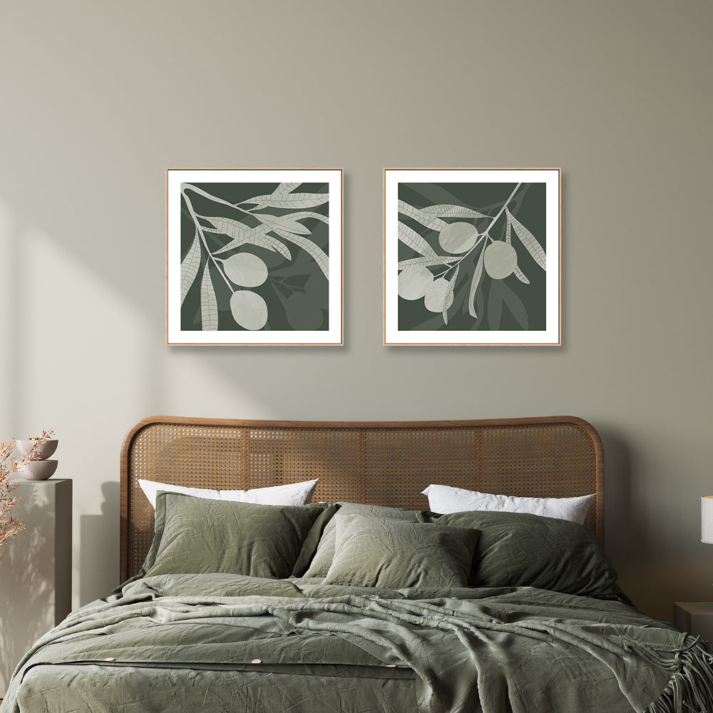 wall-art-print-canvas-poster-framed-Green Native, Style A & B, Set Of 2-GIOIA-WALL-ART