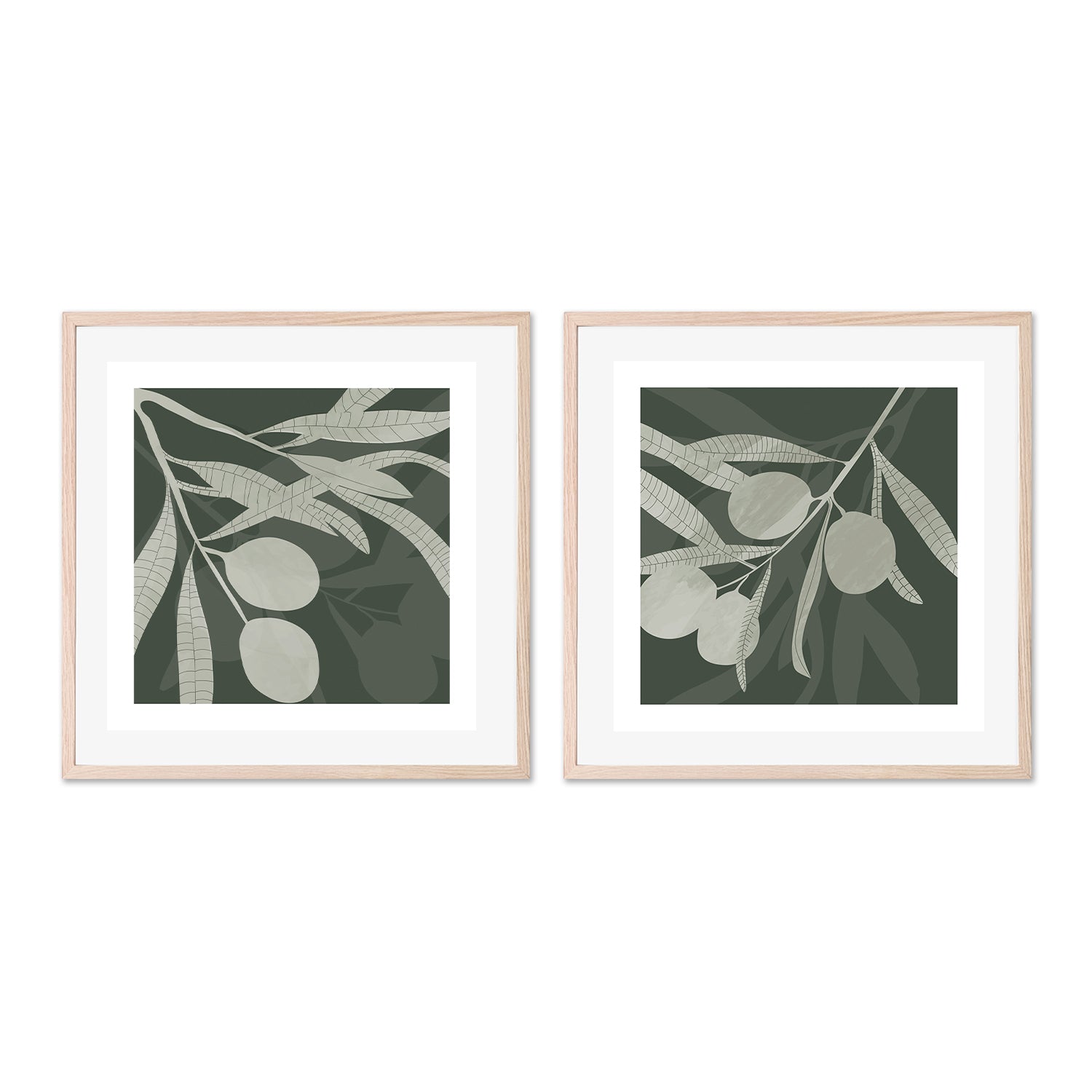 wall-art-print-canvas-poster-framed-Green Native, Style A & B, Set Of 2-GIOIA-WALL-ART